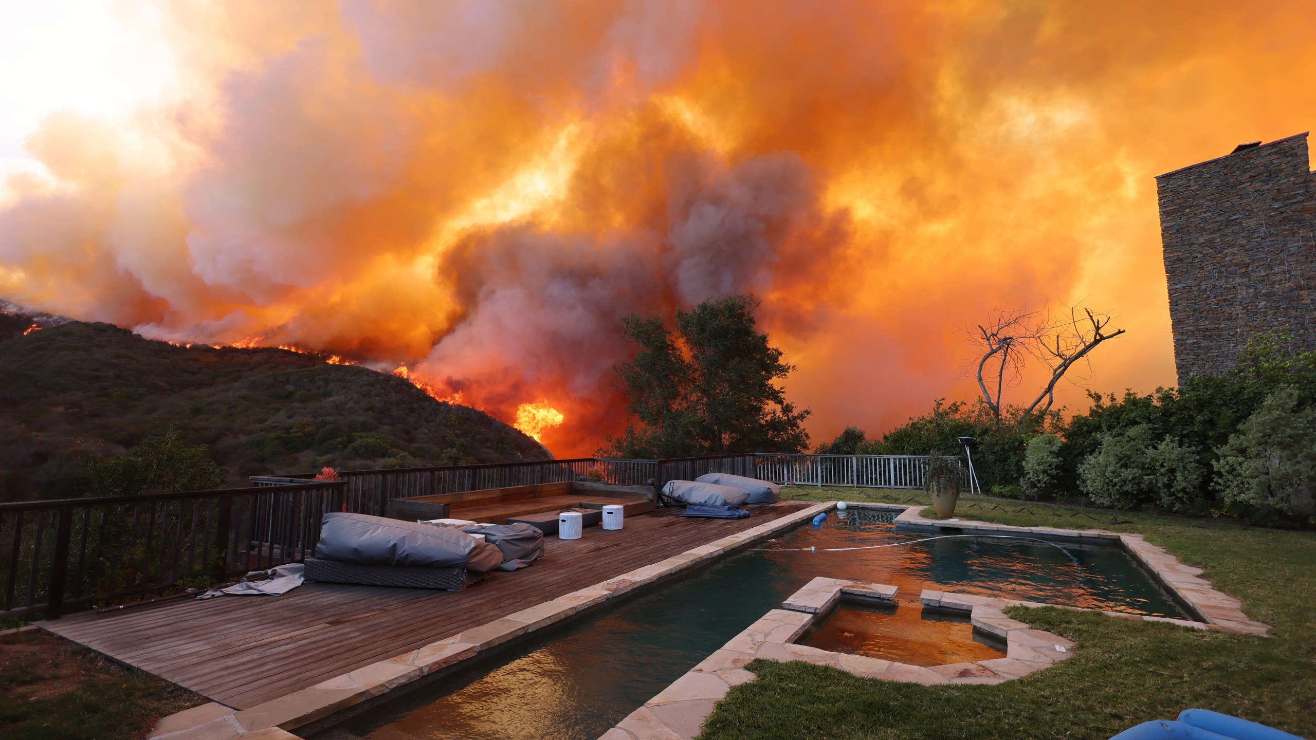 Homes burning in Los Angeles.