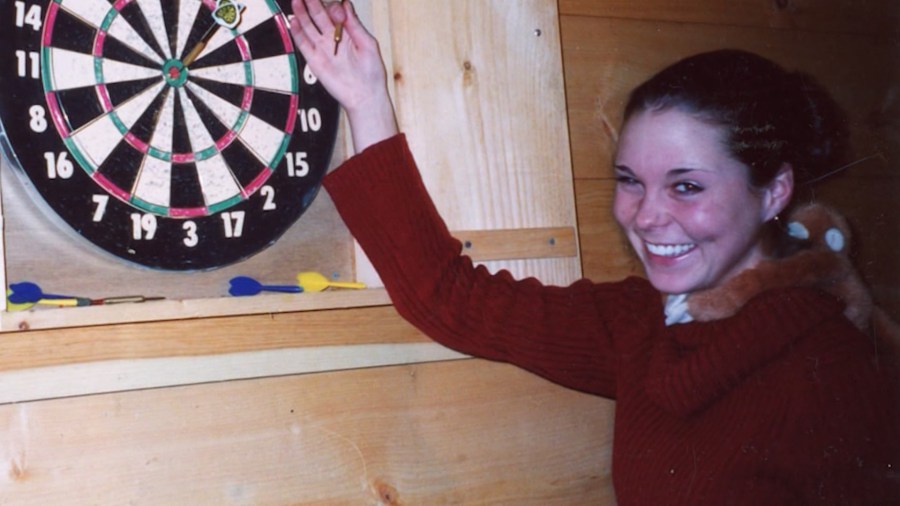 Maura Murray with a dart board