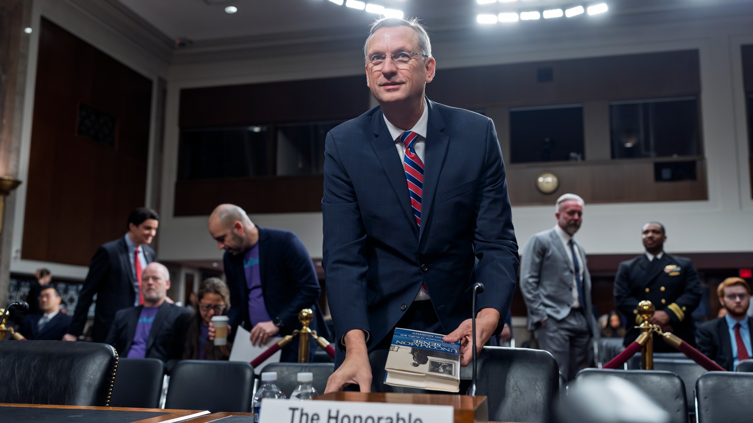 Doug Collins, President Donald Trump's pick to be Secretary of the Department of Veterans' Affairs, appears at his confirmation hearing before the Senate Veterans' Affairs Committee, at the Capitol in Washington, Tuesday, Jan. 21, 2025. (AP Photo/J. Scott Applewhite)