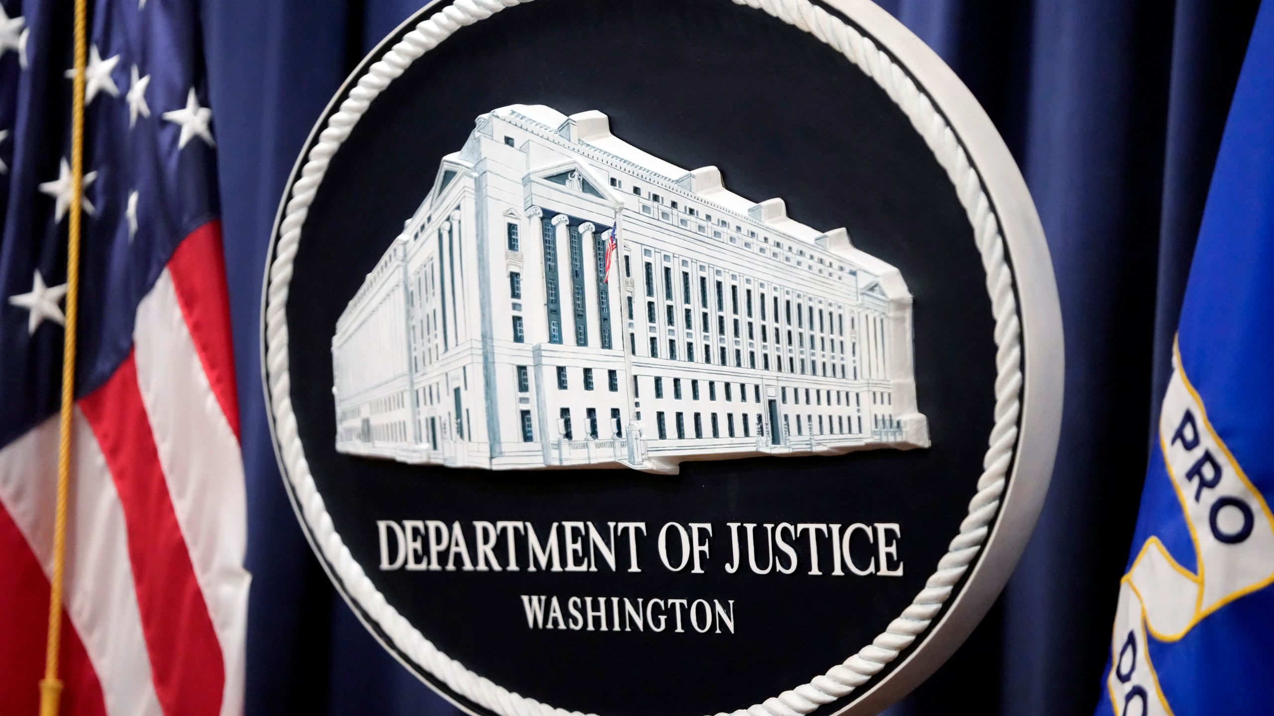 The logo for the Justice Department