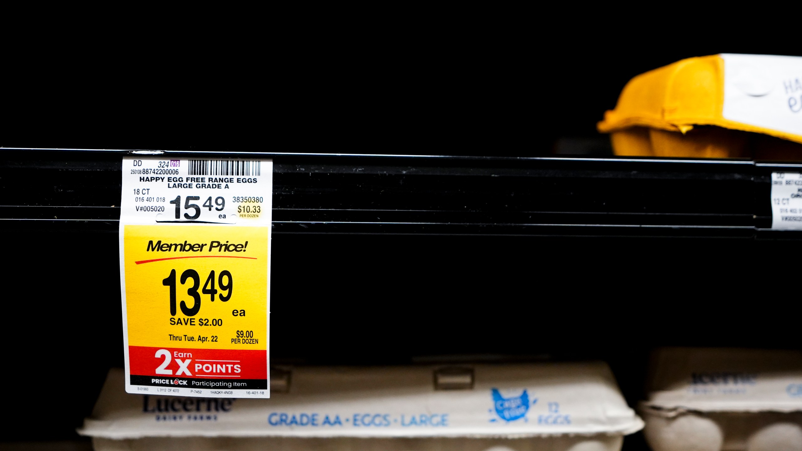 An empty shelf of free range eggs is seen at a Safeway, Monday, Jan. 27, 2025, in Seattle. (AP Photo/Lindsey Wasson)