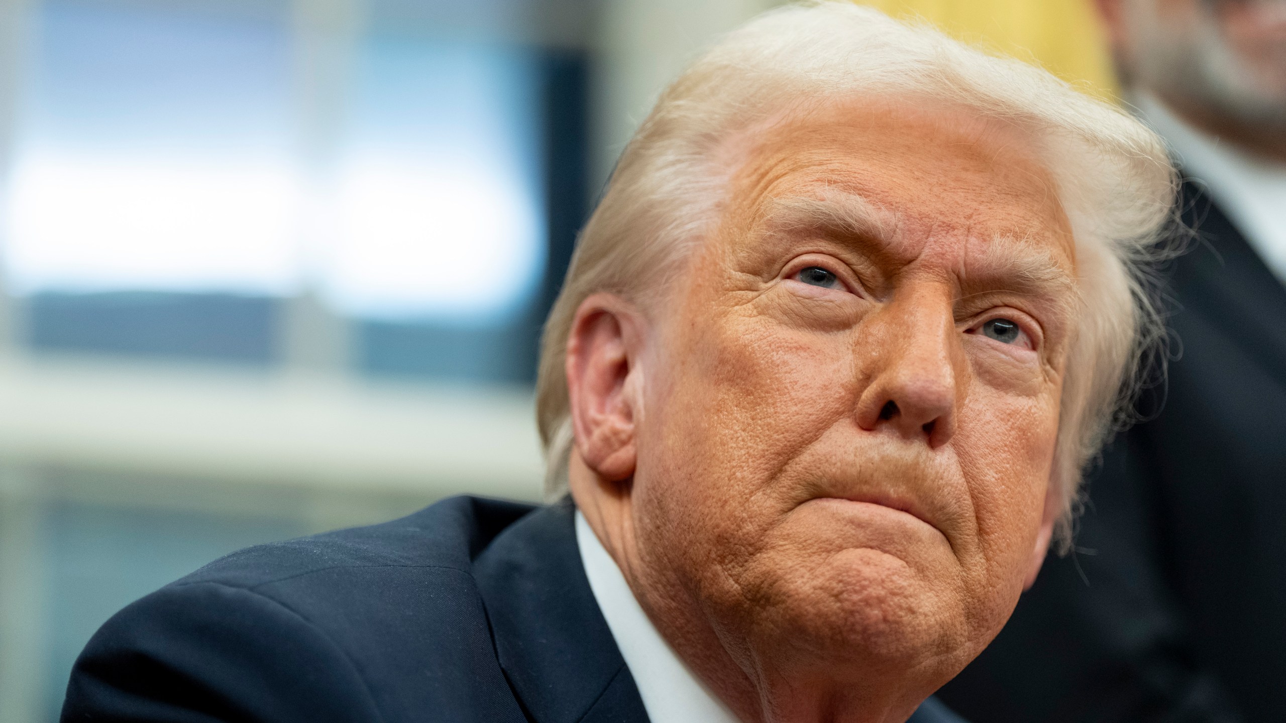 President Donald Trump speaks with reporters as he signs executive orders in the Oval Office at the White House, Monday, Feb. 10, 2025, in Washington. (Photo/Alex Brandon)