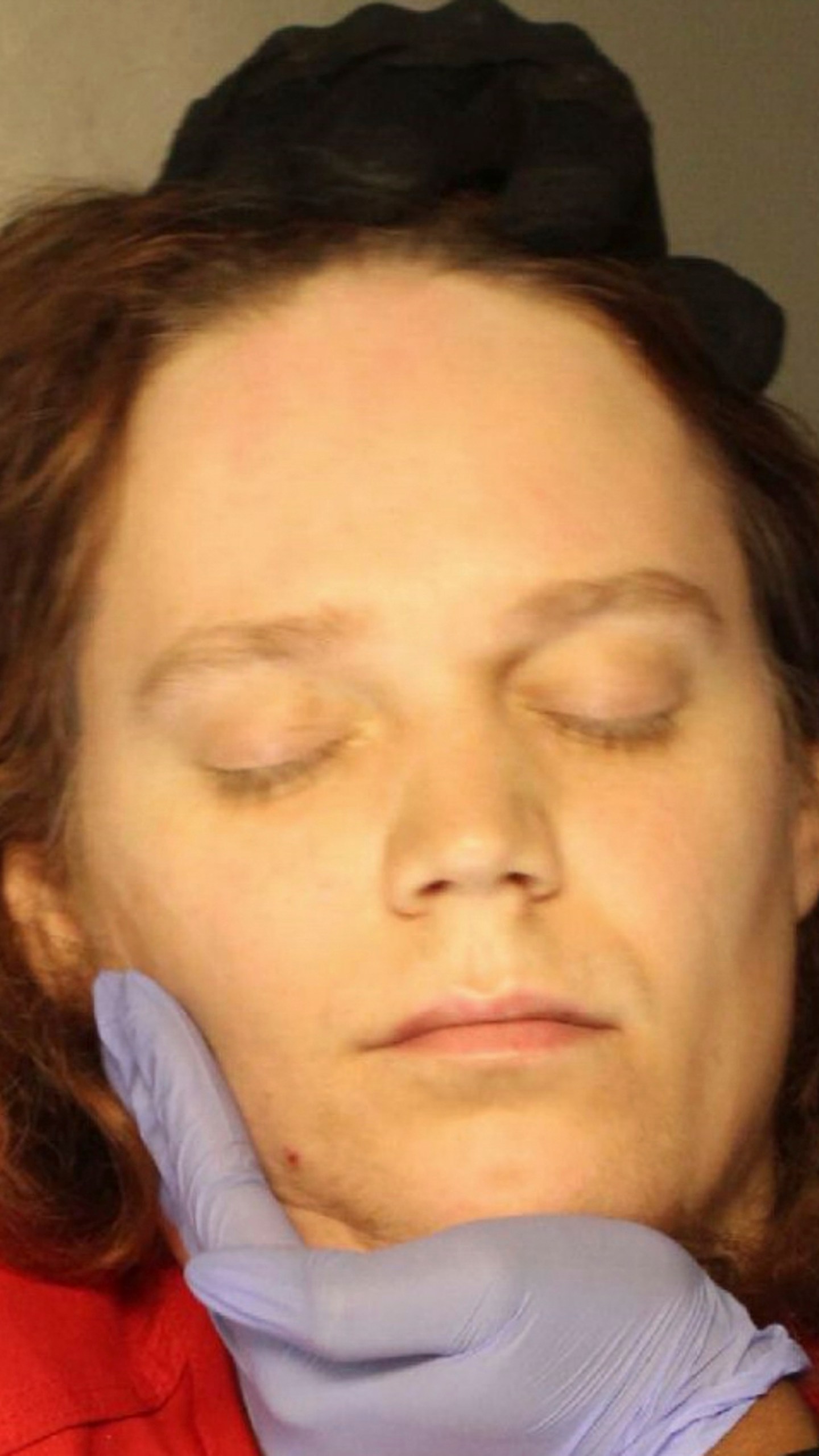 FILE - In this Jan., 2023 booking photo provided by the Delaware County, Pennsylvania, District Attorney's Office, Jack LaSota refused to speak and kept her eyes closed while being photographed after being detained in a hotel in suburban Pennsylvania on Jan. 23, 2023. (Delaware County, Pennsylvania, District Attorney's Office via AP, file)