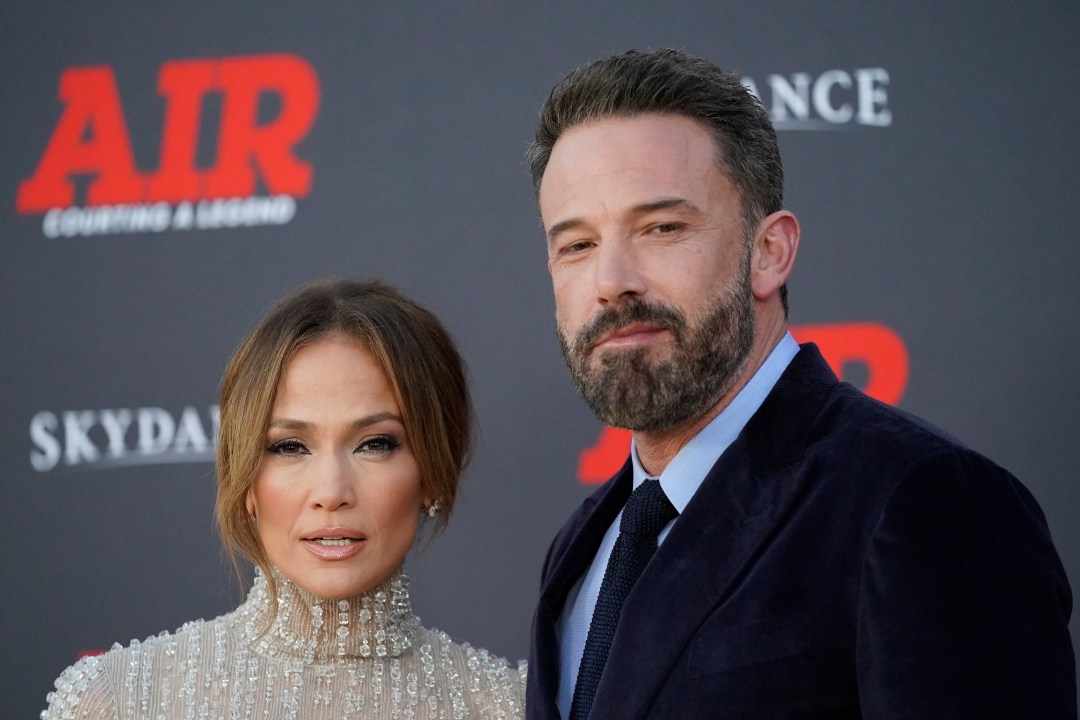 FILE - Jennifer Lopez and Ben Affleck arrive at the world premiere of "Air" on Monday, March 27, 2023, at the Regency Village Theatre in Los Angeles. (AP Photo/Ashley Landis, File)