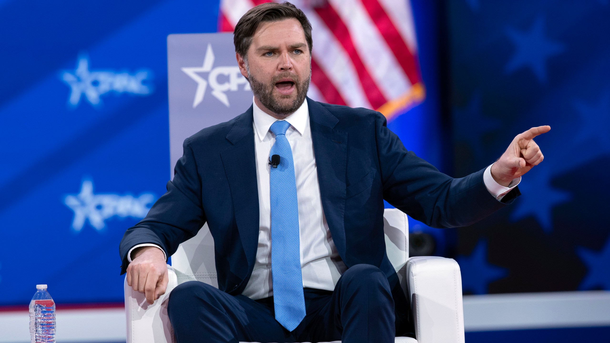 Vice President JD Vance, speaks during the Conservative Political Action Conference, CPAC 2025, at the National Harbor, in Oxon Hill, Md., Thursday, Feb. 20, 2025. (AP Photo/Jose Luis Magana)