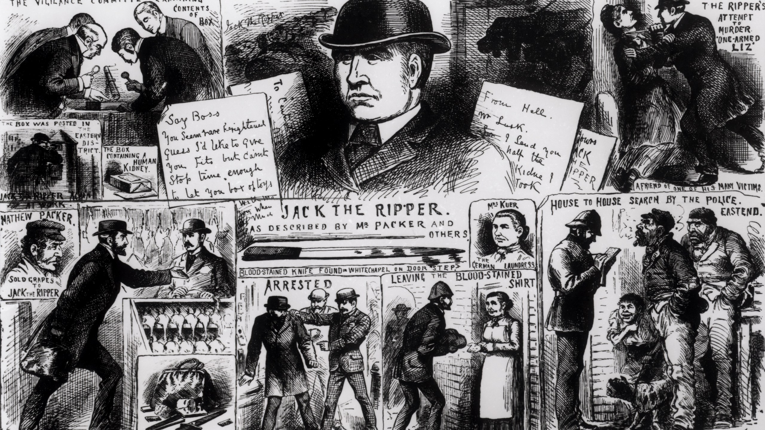 A 19th century engraving of Jack the Ripper news.