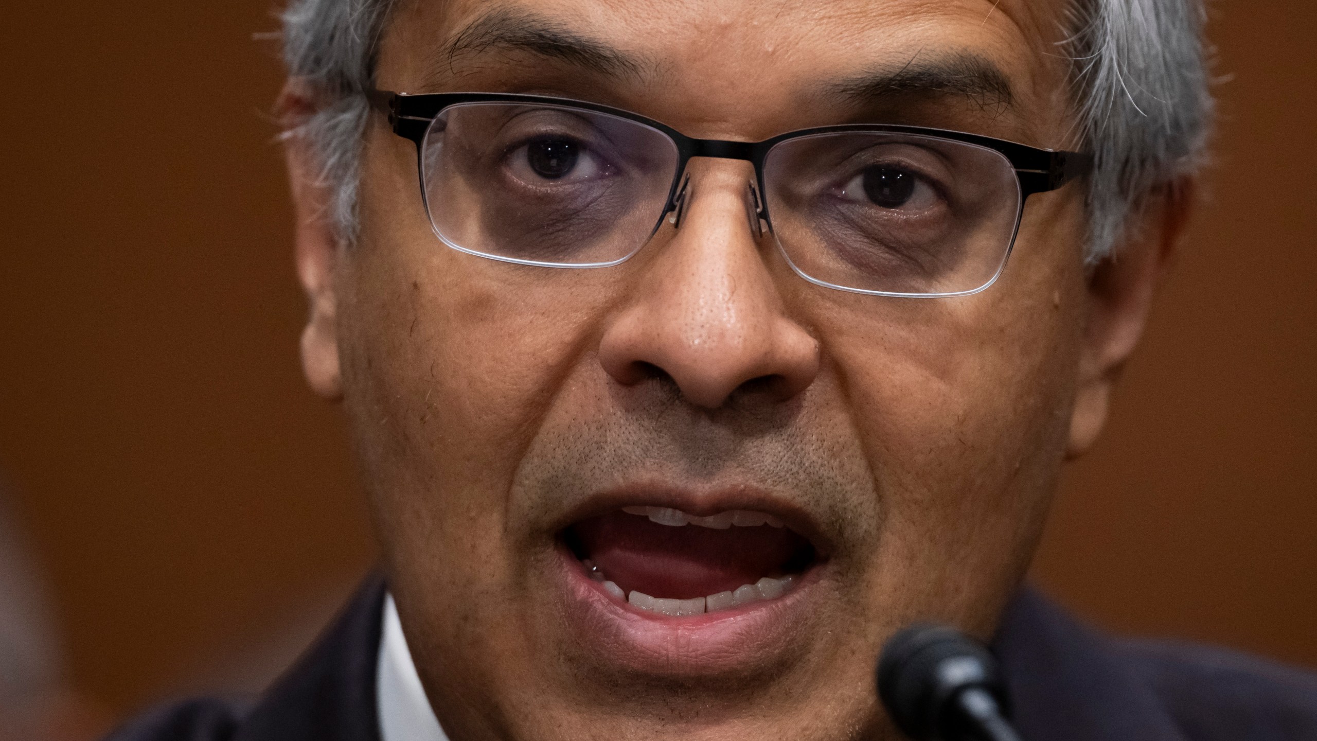 Dr. Jay Bhattacharya, President Donald Trump's choice to be Director of the National Institutes of Health, appears before the Senate Health, Education, Labor, and Pensions Committee for his confirmation hearing, at Capitol Hill in Washington, Wednesday, March 5, 2025. (AP Photo/Ben Curtis)