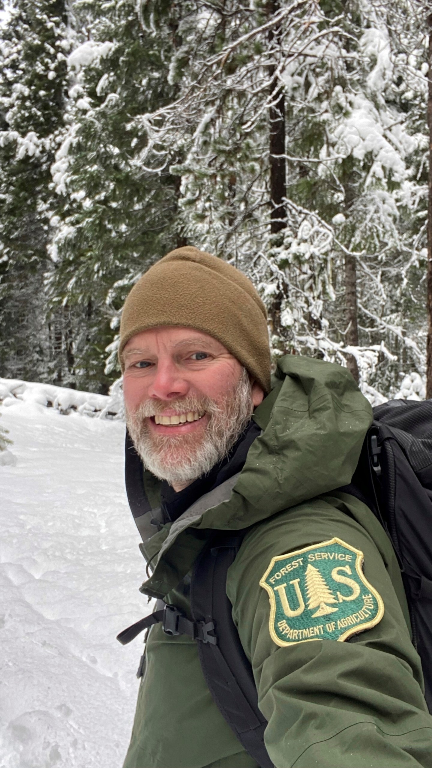 Gregg Bafundo, a former U.S. Marine, is shown on his last patrol as a wilderness ranger at the Okanogan Wenatchee National Forest in Washington state in Nov. 2024. (Courtesy Gregg Bafundo via AP)
