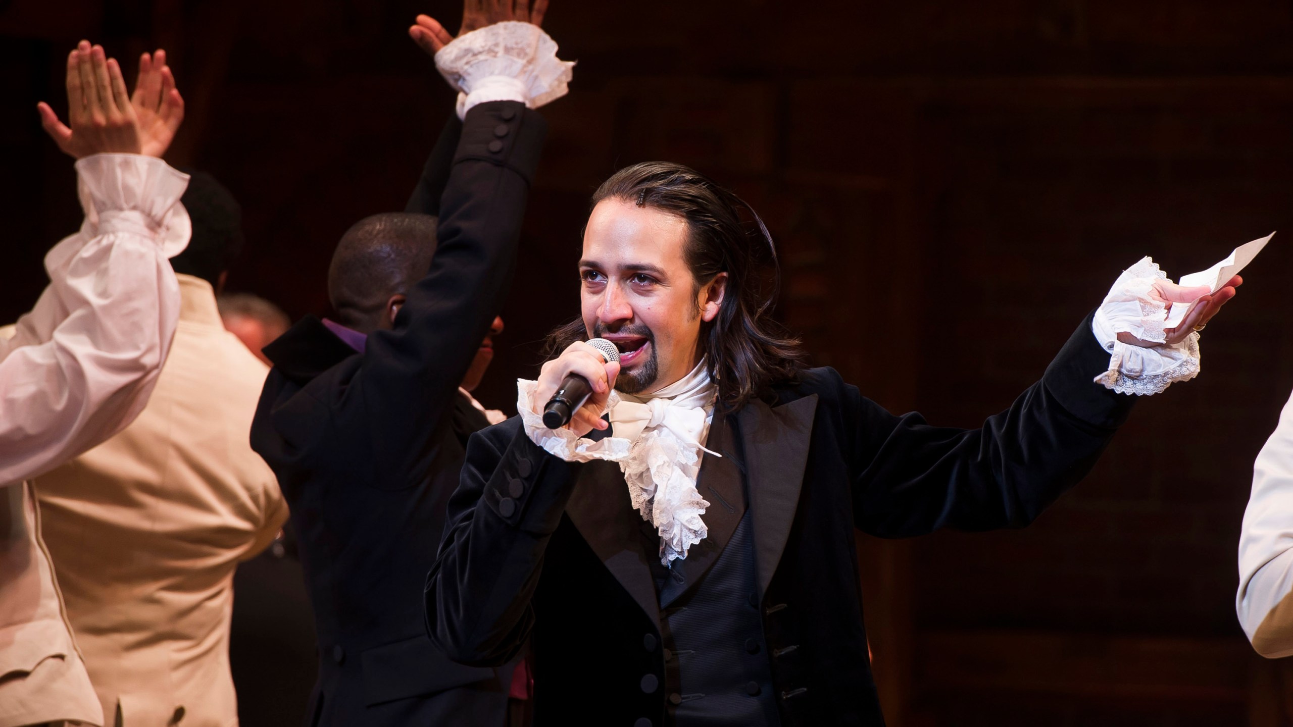 FILE - Lin-Manuel Miranda appears at the curtain call following the opening night performance of "Hamilton" at the Richard Rodgers Theatre in New York, Aug. 6, 2015. (Photo by Charles Sykes/Invision/AP, File)