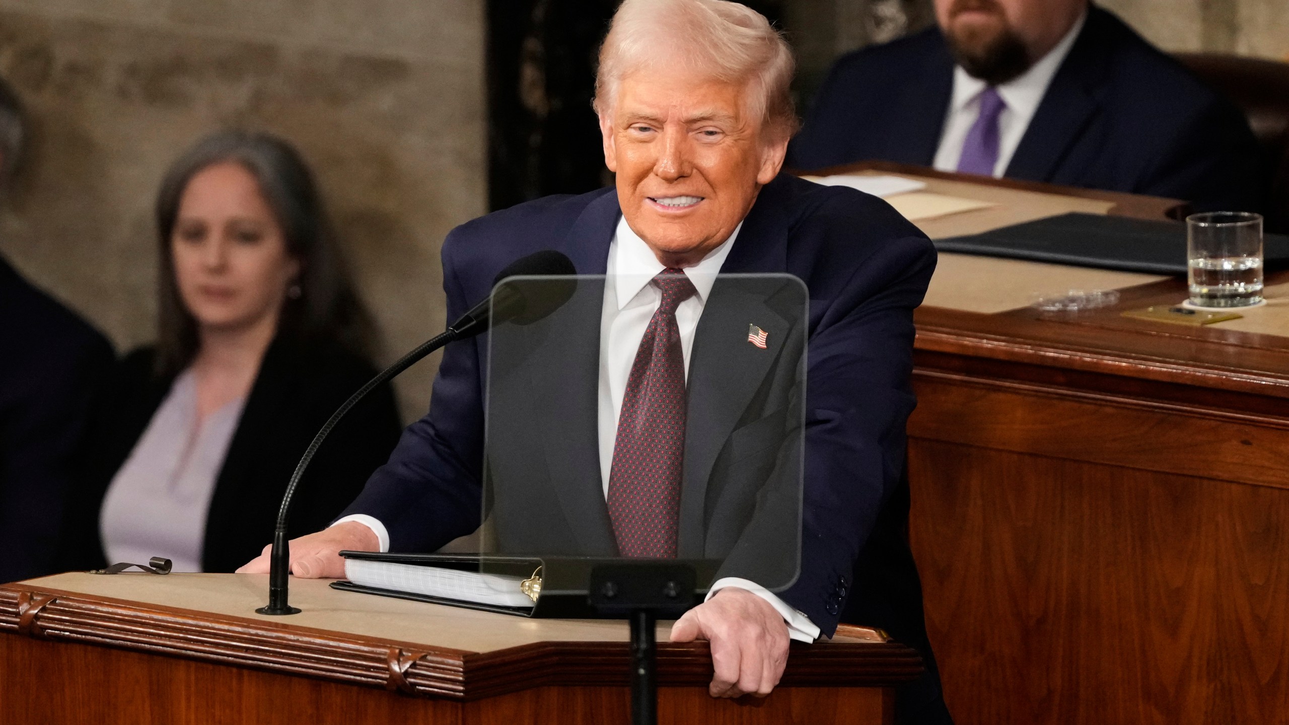 President Donald Trump addresses a joint session of Congress at the Capitol in Washington, Tuesday, March 4, 2025. (AP Photo/Ben Curtis)