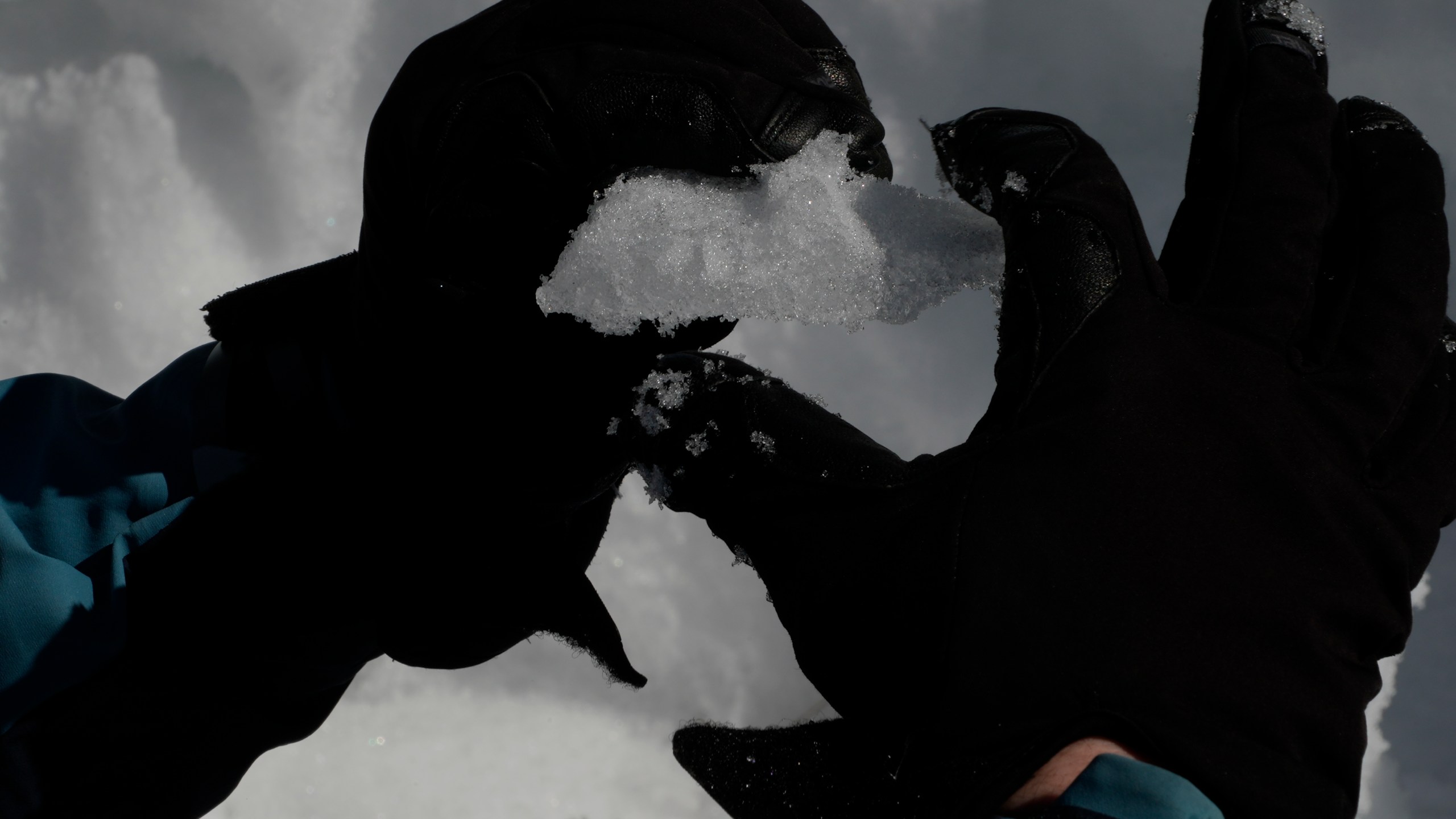 Ethan Greene, director of the Colorado Avalanche Information Center, shows a snow sample Wednesday, March 5, 2025, in Leadville, Colo. (AP Photo/Brittany Peterson)