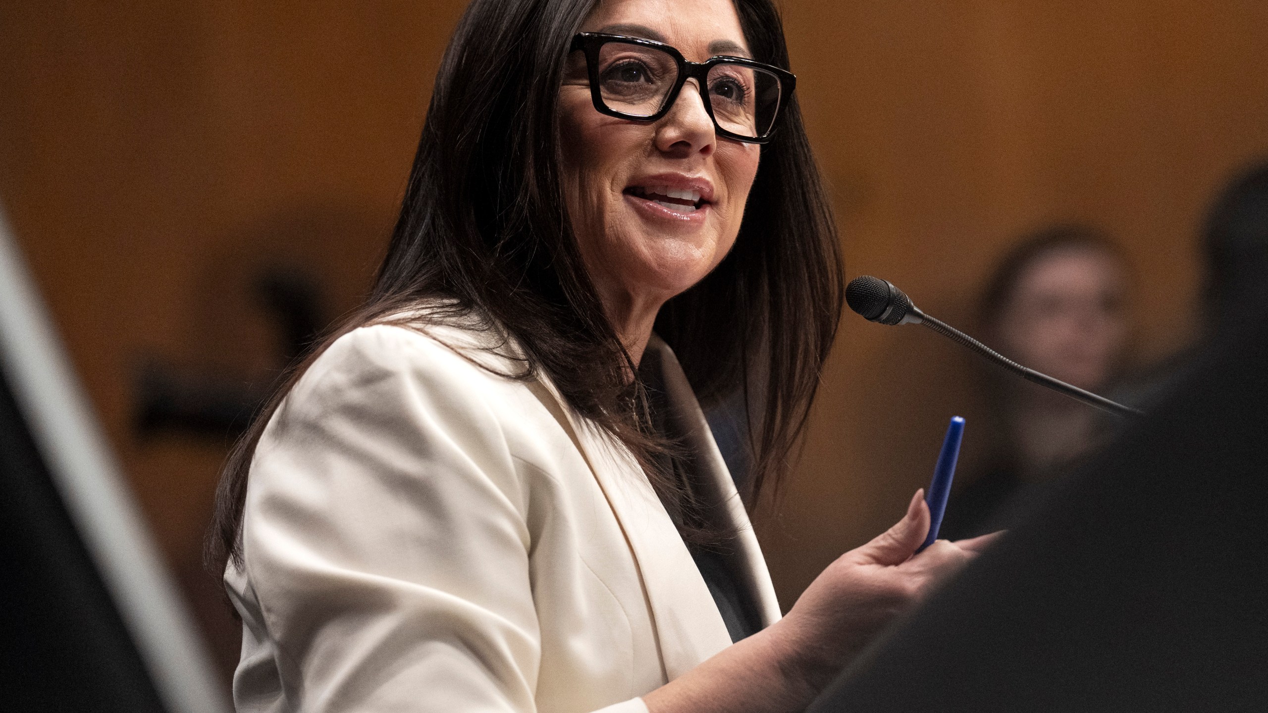 Lori Chavez-DeRemer attends a hearing of the Senate Health, Education, Labor, and Pensions Committee on her nomination for Secretary of Labor, Wednesday, Feb. 19, 2025, on Capitol Hill in Washington. (AP Photo/Jacquelyn Martin)