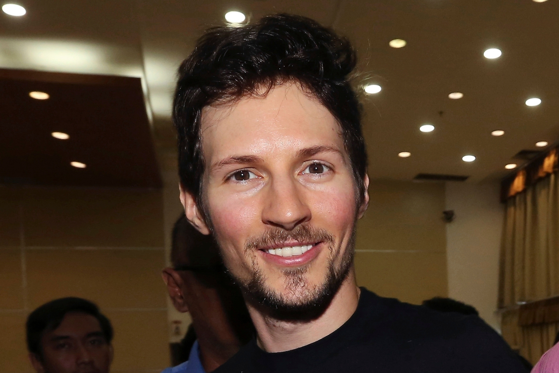 FILE - Telegram co-founder Pavel Durov smiles following his meeting with Indonesian Communication and Information Minister Rudiantara in Jakarta, Indonesia, on Aug. 1, 2017. (AP Photo/Tatan Syuflana, File)