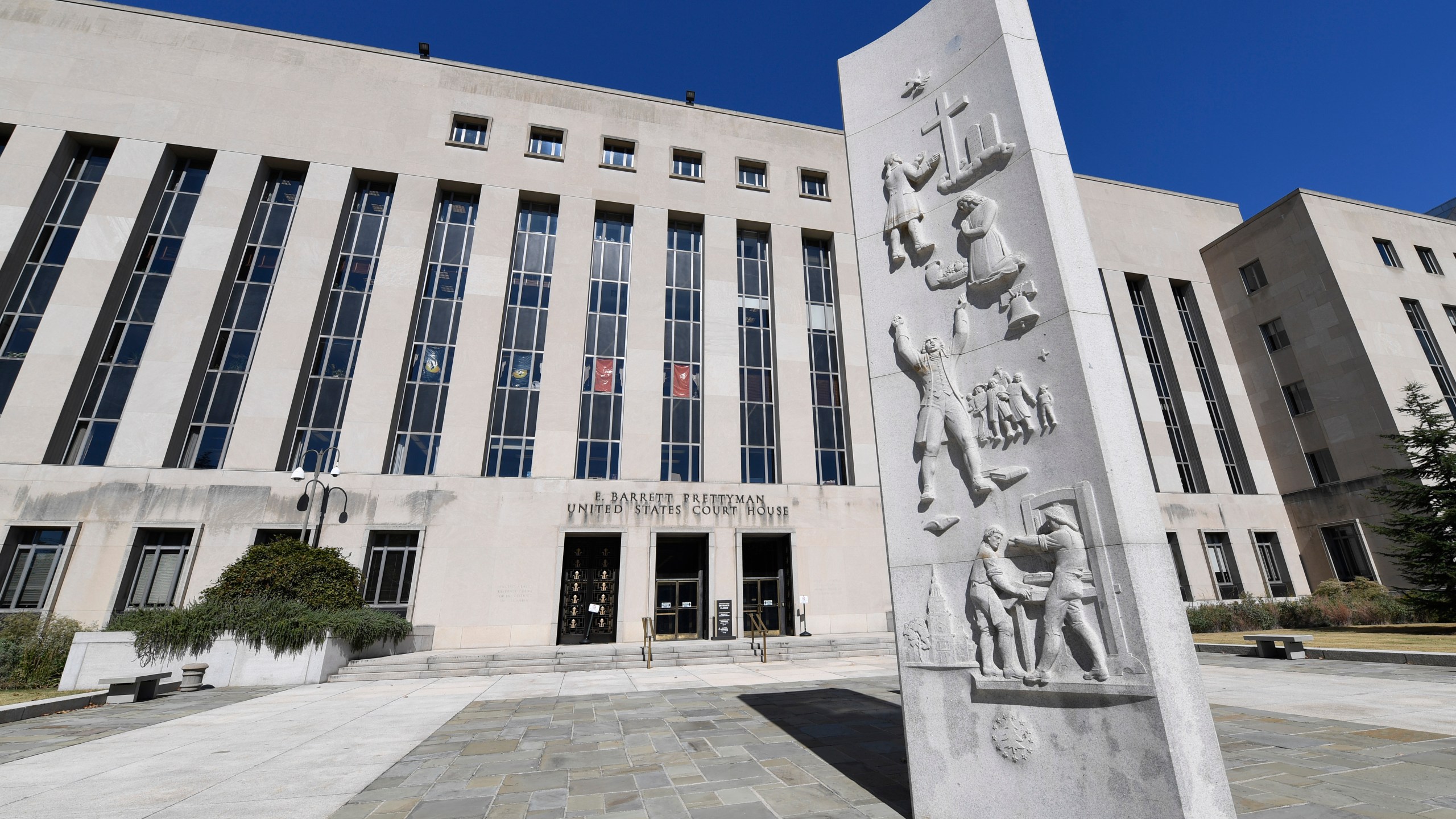 FILE - The E. Barrett Prettyman United States Courthouse in Washington, Oct. 11, 2019. (AP Photo/Susan Walsh, File)
