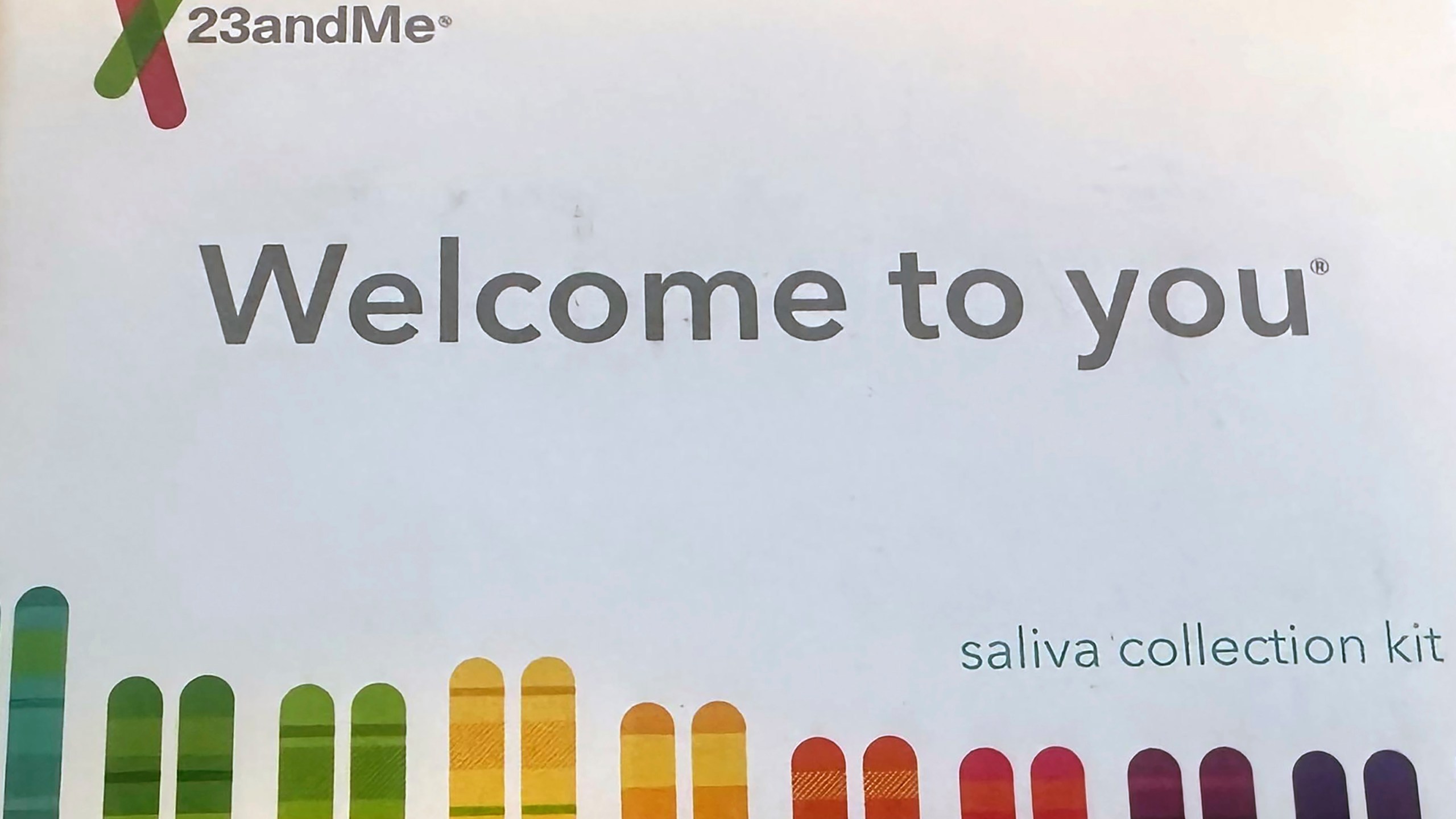 This March 25, 2025 photo shows a 23andMe saliva collection kit in Oakland, Calif. (AP Photo/Barbara Ortutay)