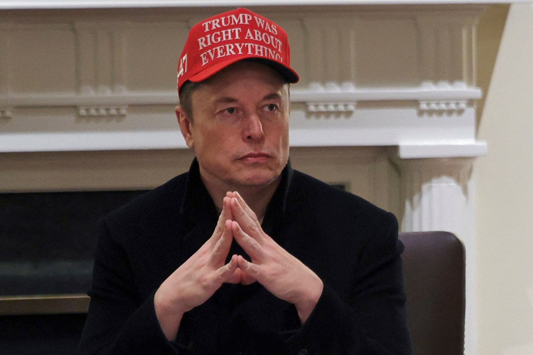 Elon Musk attends a cabinet meeting at the White House in Washington, Monday, March 24, 2025. (Pool via AP)