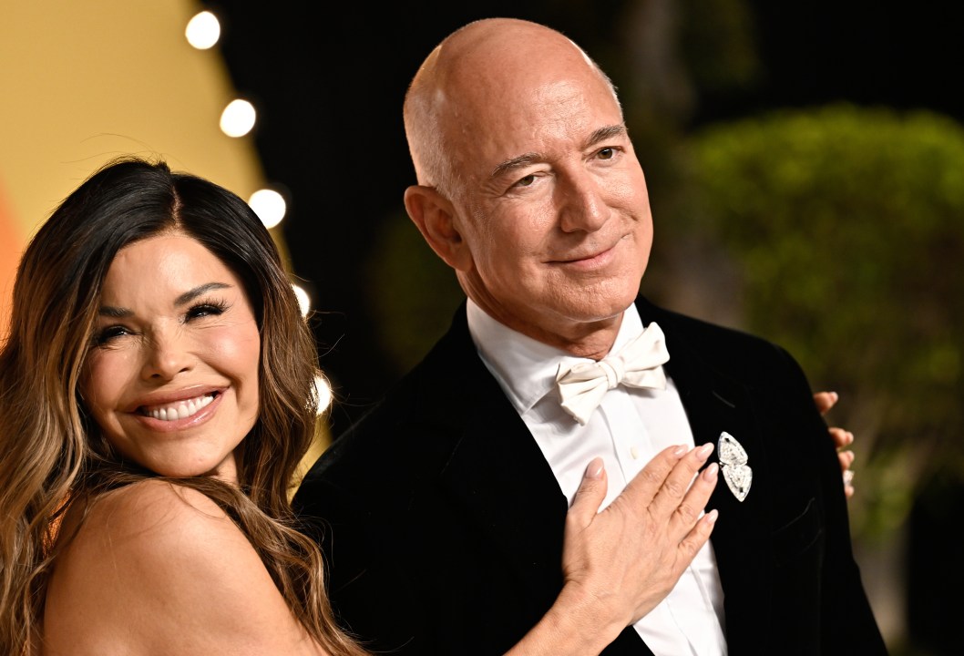 FILE - Lauren Sanchez and Jeff Bezos arrives at the Vanity Fair Oscar Party at the Wallis Annenberg Center for the Performing Arts in Beverly Hills, Calif., March 2, 2025. (Photo by Evan Agostini/Invision/AP File)