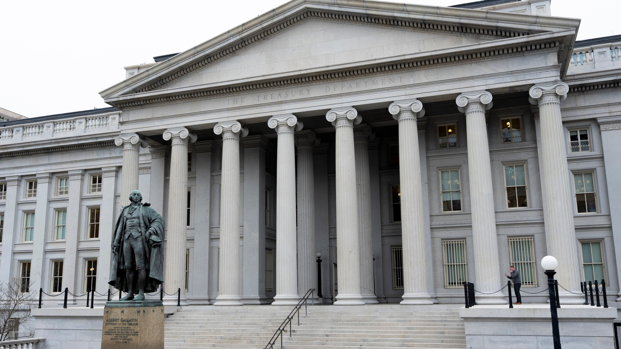 FILE - The Treasury Department building is seen, March 13, 2025, in Washington. (AP Photo/Alex Brandon, File)