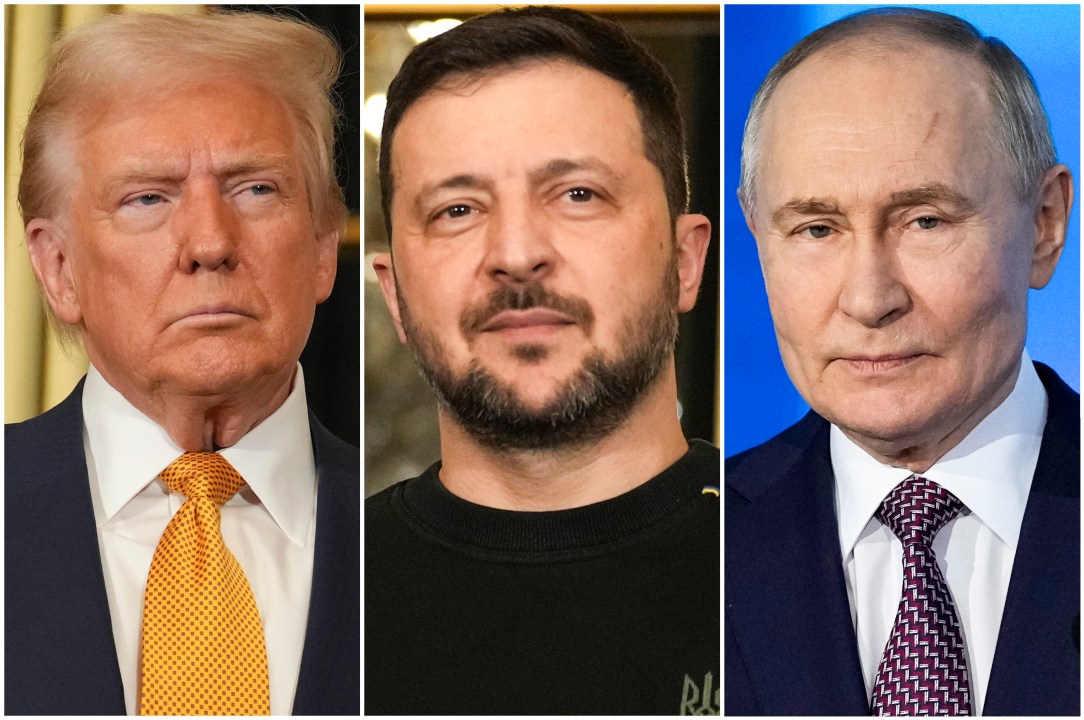 Trump, Zelenskyy and Putin in separate photos