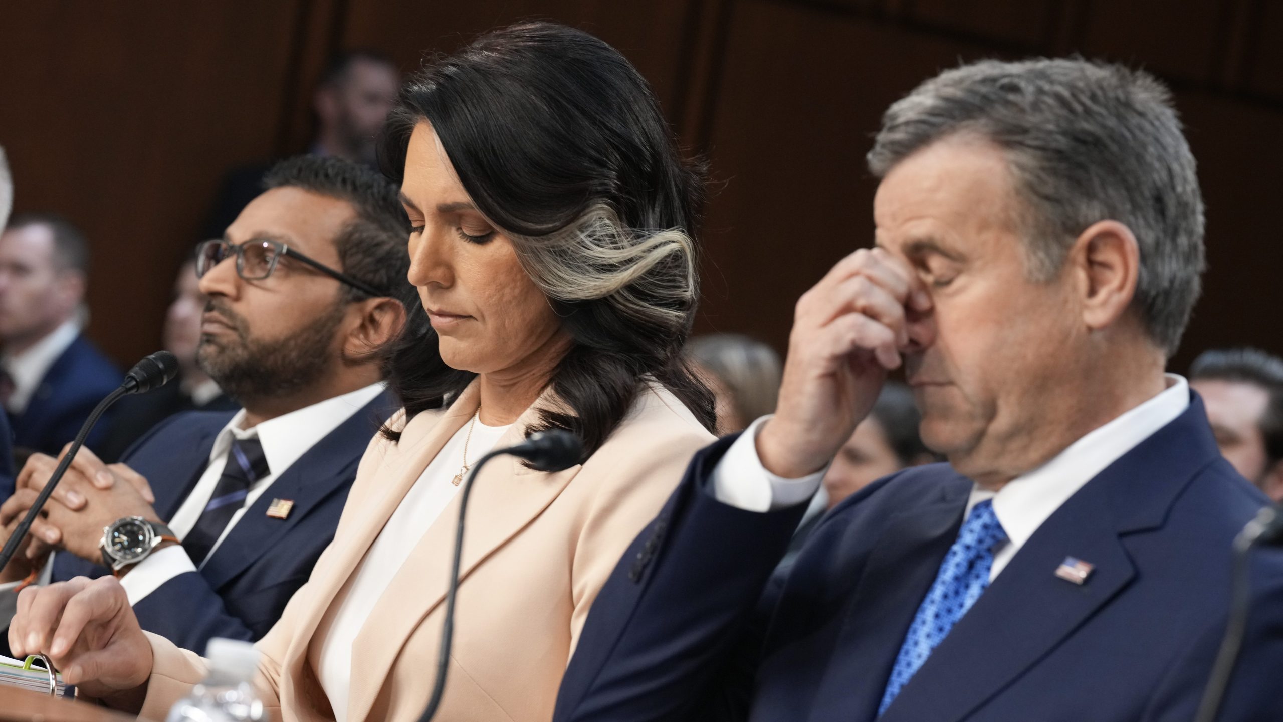 FBI Director Kash Patel, Director of National Intelligence Tulsi Gabbard, and Central Intelligence Agency Director John Ratcliffe, testify before the Senate.