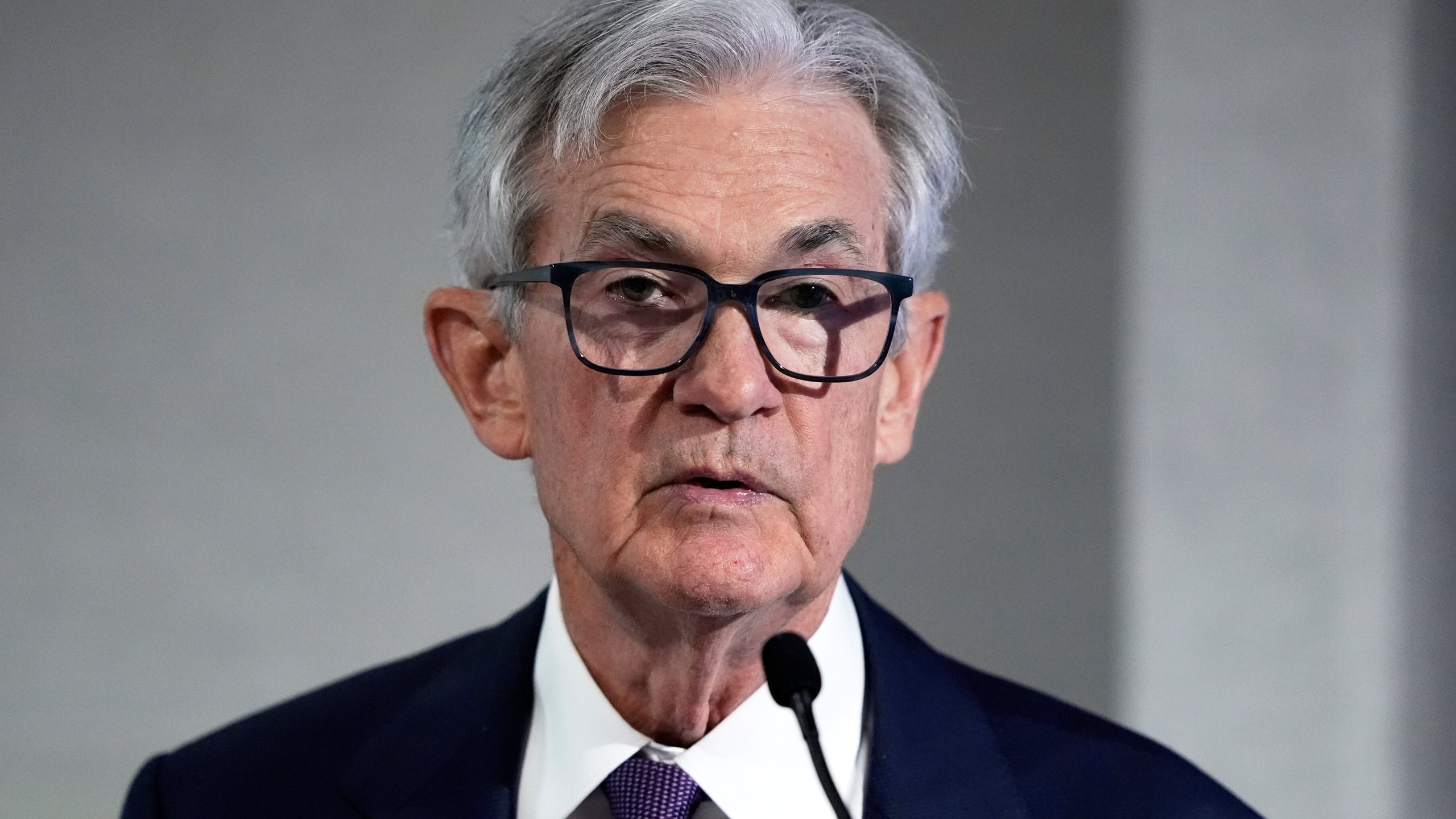 Federal Reserve Chairman Jerome Powell speaks at the SABEW Annual Conference Society for Advancing Business Editing and Writing Annual Conference in Arlington, Va., Friday, April 4, 2025. (AP Photo/Manuel Balce Ceneta)