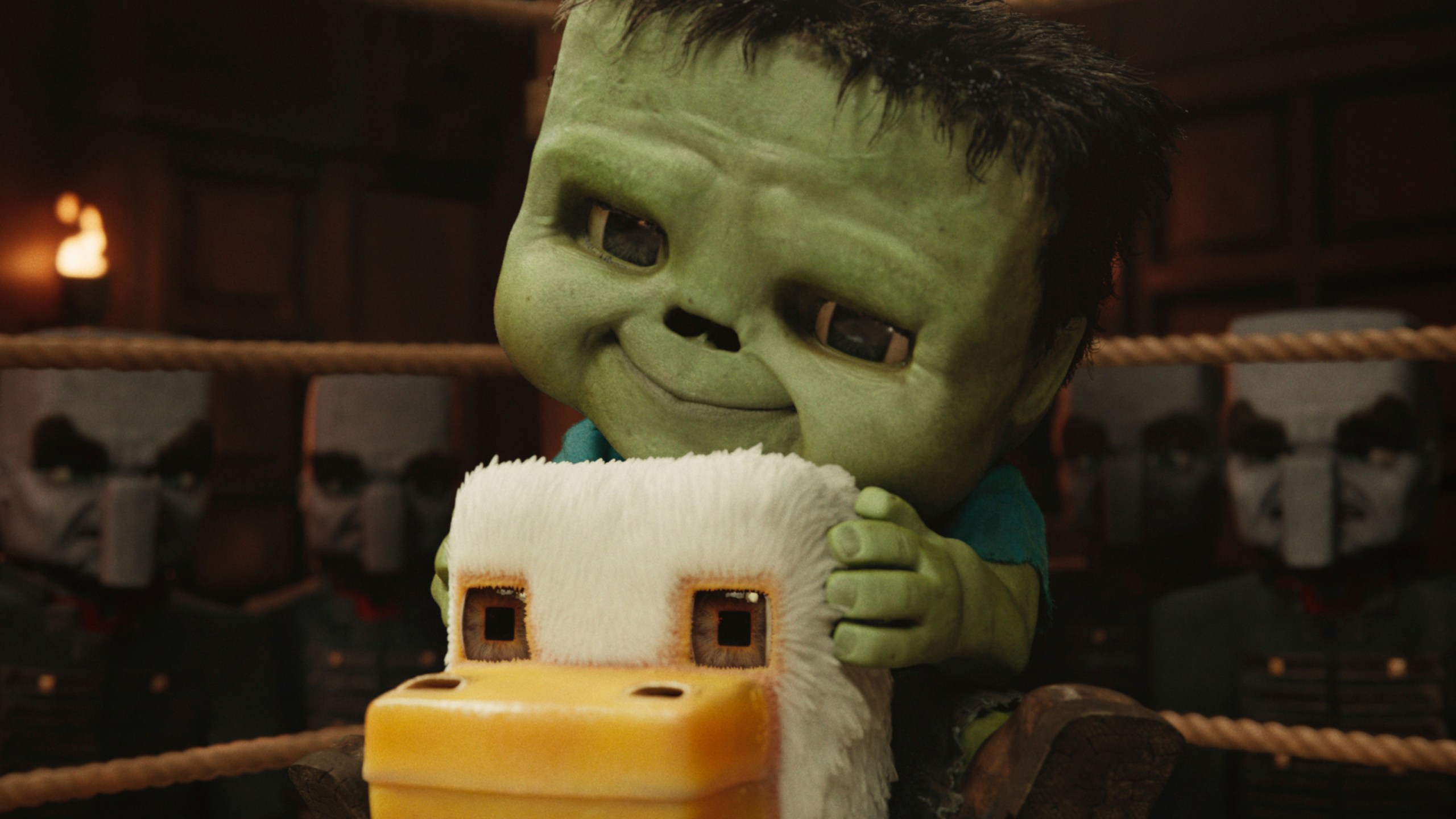 This image released by Warner Bros. Pictures shows a scene from "A Minecraft Movie." (Warner Bros. Pictures via AP)