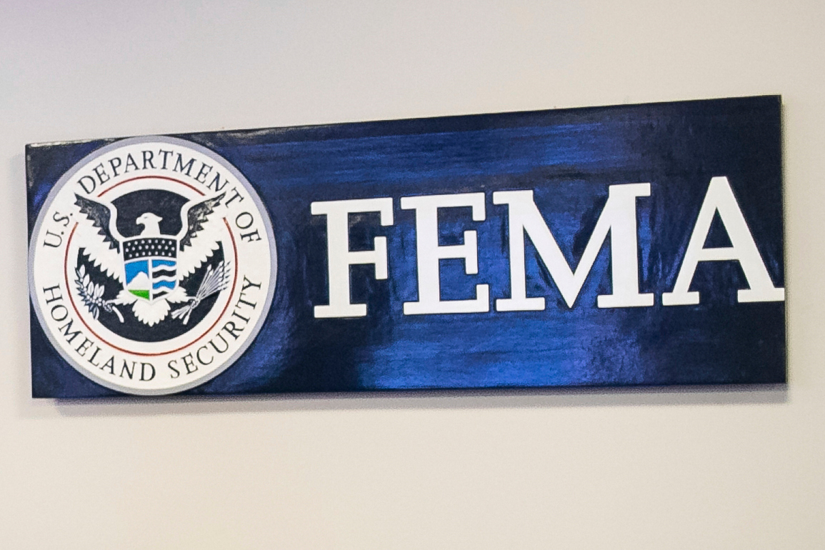 A sign for the Federal Emergency Management Agency