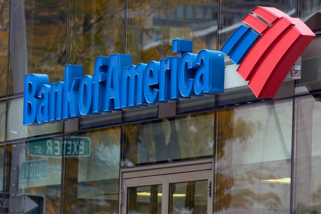 FILE - The Bank of America logo is seen on a branch office, Oct. 14, 2022, in Boston. (AP Photo/Michael Dwyer, File)
