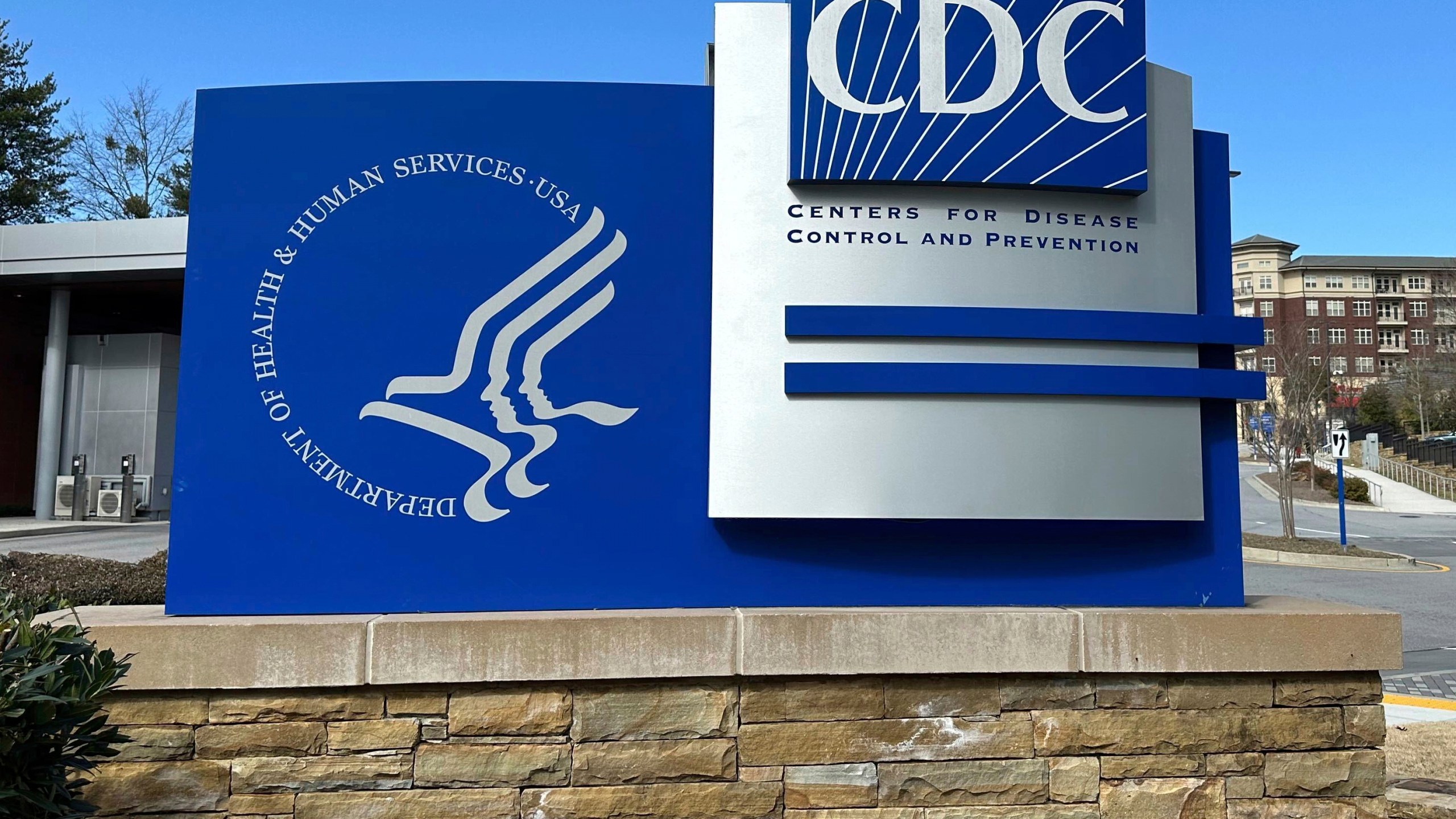 FILE - A sign stands at an entrance to the main campus of the Center for Disease Control and Prevention (CDC) in Atlanta, Georgia, Friday, Feb. 14, 2025. (AP Photo/Jeff Amy, File)