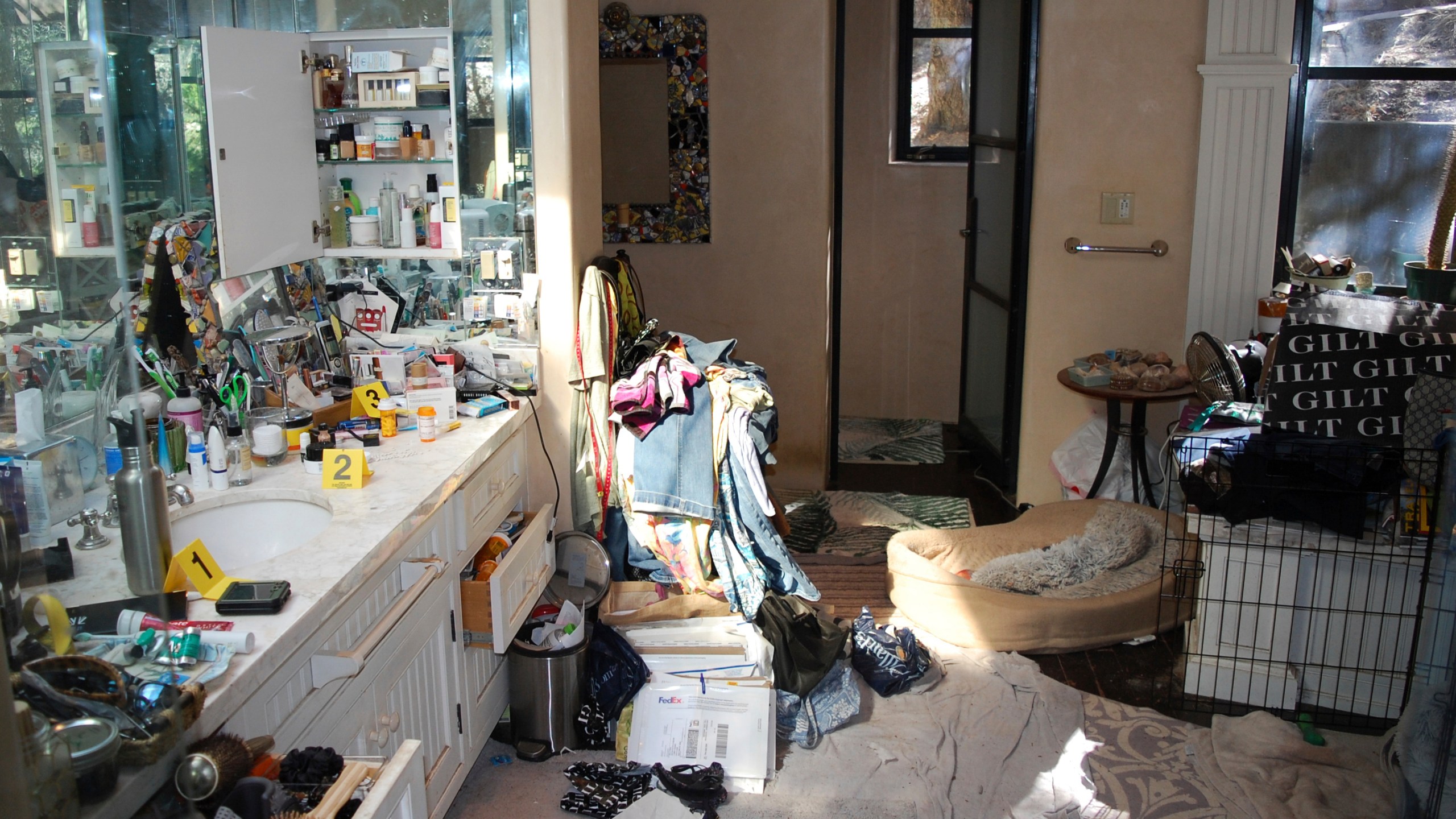 This is an undated image provided by the Santa Fe County Sheriff's Office during the course of their investigation and search of the home of Gene Hackman and his wife Betsy Arakawa, where the two were found dead Thursday, Feb. 27, 2025, in Santa Fe, New Mexico. (Santa Fe County Sheriff via AP)