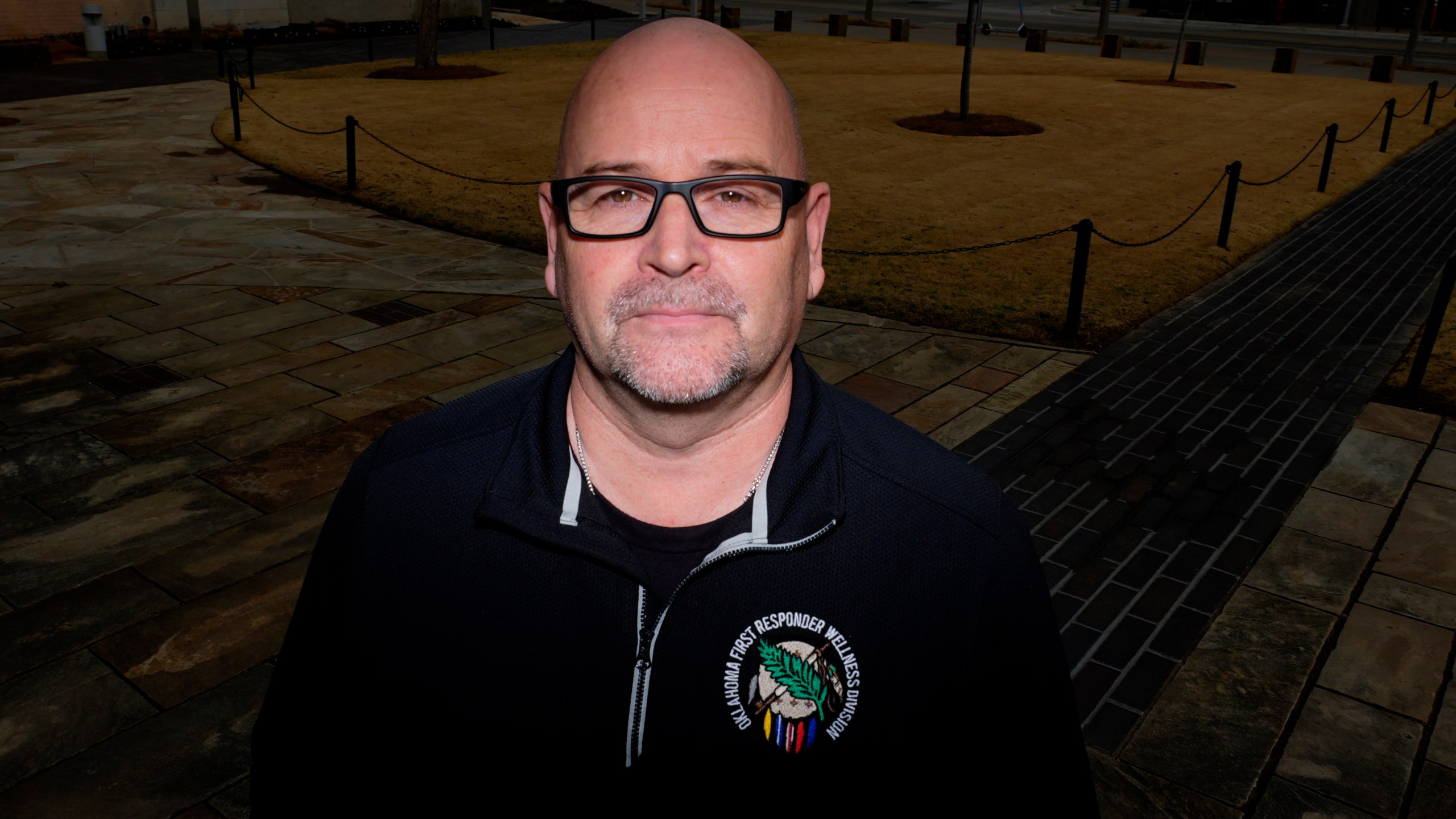 Former Oklahoma City firefighter Chris Fields poses for a photo at the Oklahoma City National Memorial & Museum in Oklahoma City on March 12, 2025. (AP Photo/LM Otero)