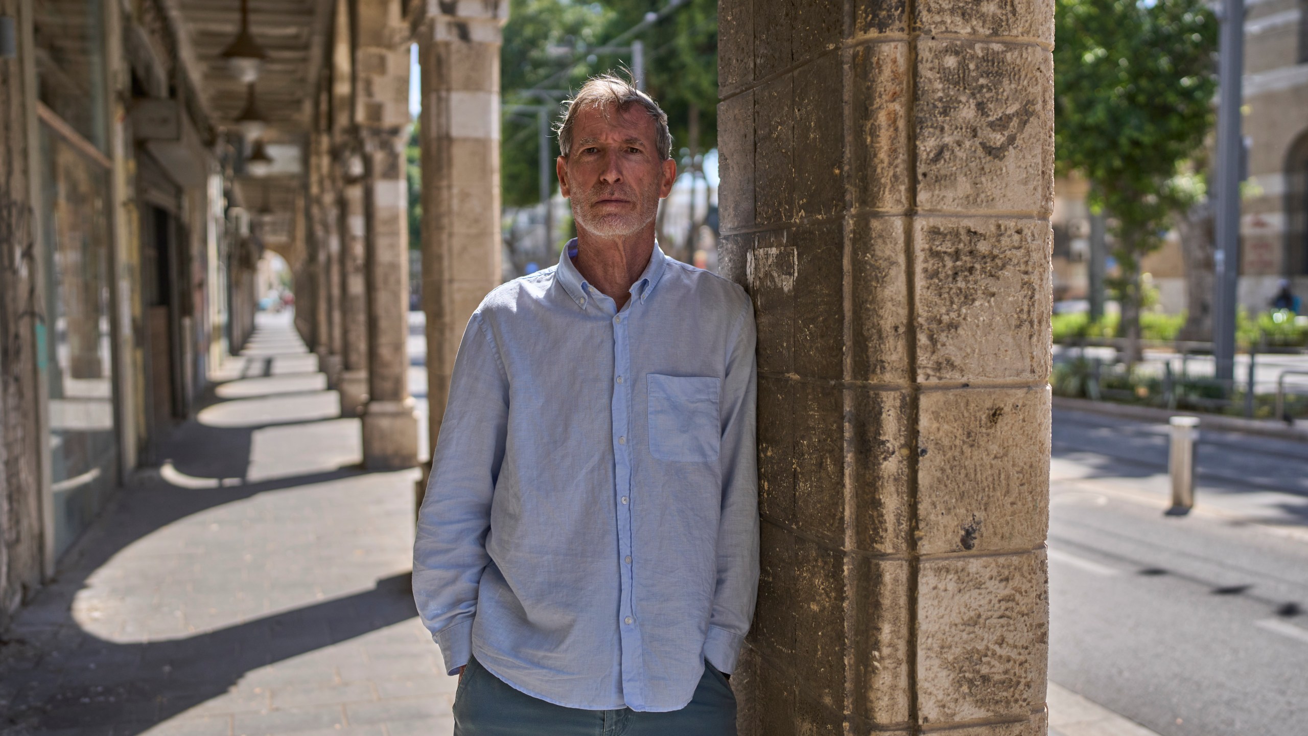 Guy Poran, a former pilot who is one of the initiators of a list of air force personnel calling for the army to focus on releasing the hostages, poses for a portrait in Tel Aviv, Wednesday, April 16, 2025. (AP Photo/Ohad Zwigenberg)