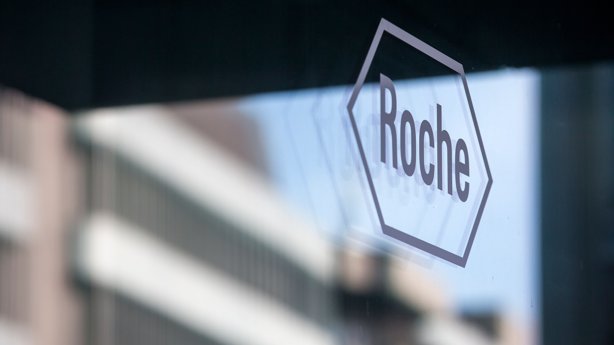 FILE - The logo of the pharmaceutical company Roche pictured in Basel, Switzerland, on Feb. 1, 2017. (Alexandra Wey/Keystone via AP, File)