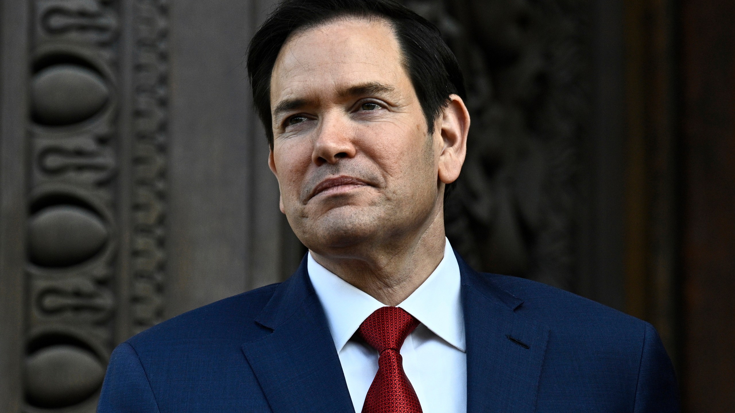 US Secretary of State Marco Rubio looks on upon his arrival at the Quai d'Orsay, France's Minister of Foreign Affairs before a bilateral meeting with his French counterpart Jean-Noel Barrot in Paris Thursday, April 17, 2025. (Julien de Rosa, Pool via AP)