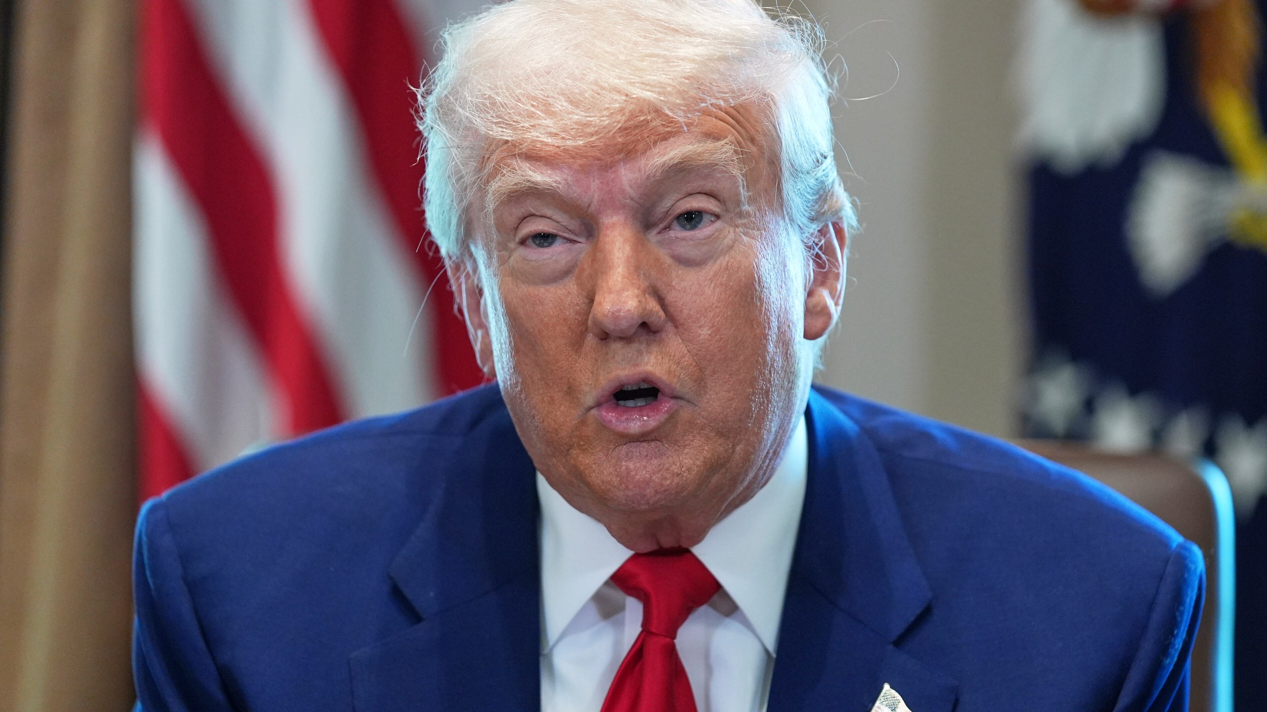 President Donald Trump speaks during a cabinet meeting at the White House, Wednesday, April 30, 2025, in Washington. (AP Photo/Evan Vucci)