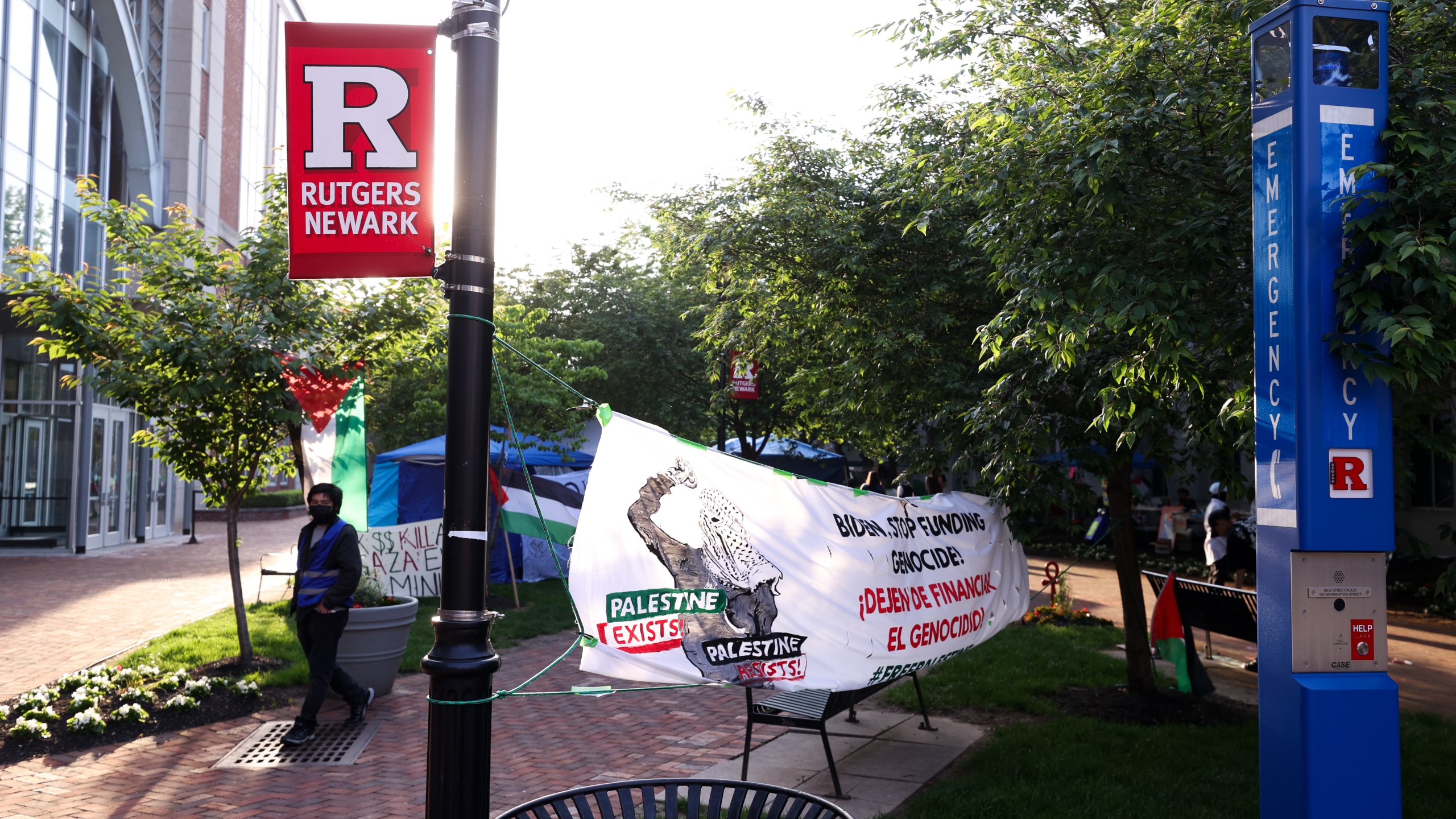 Students at Rutgers University set up a Gaza solidarity encampment