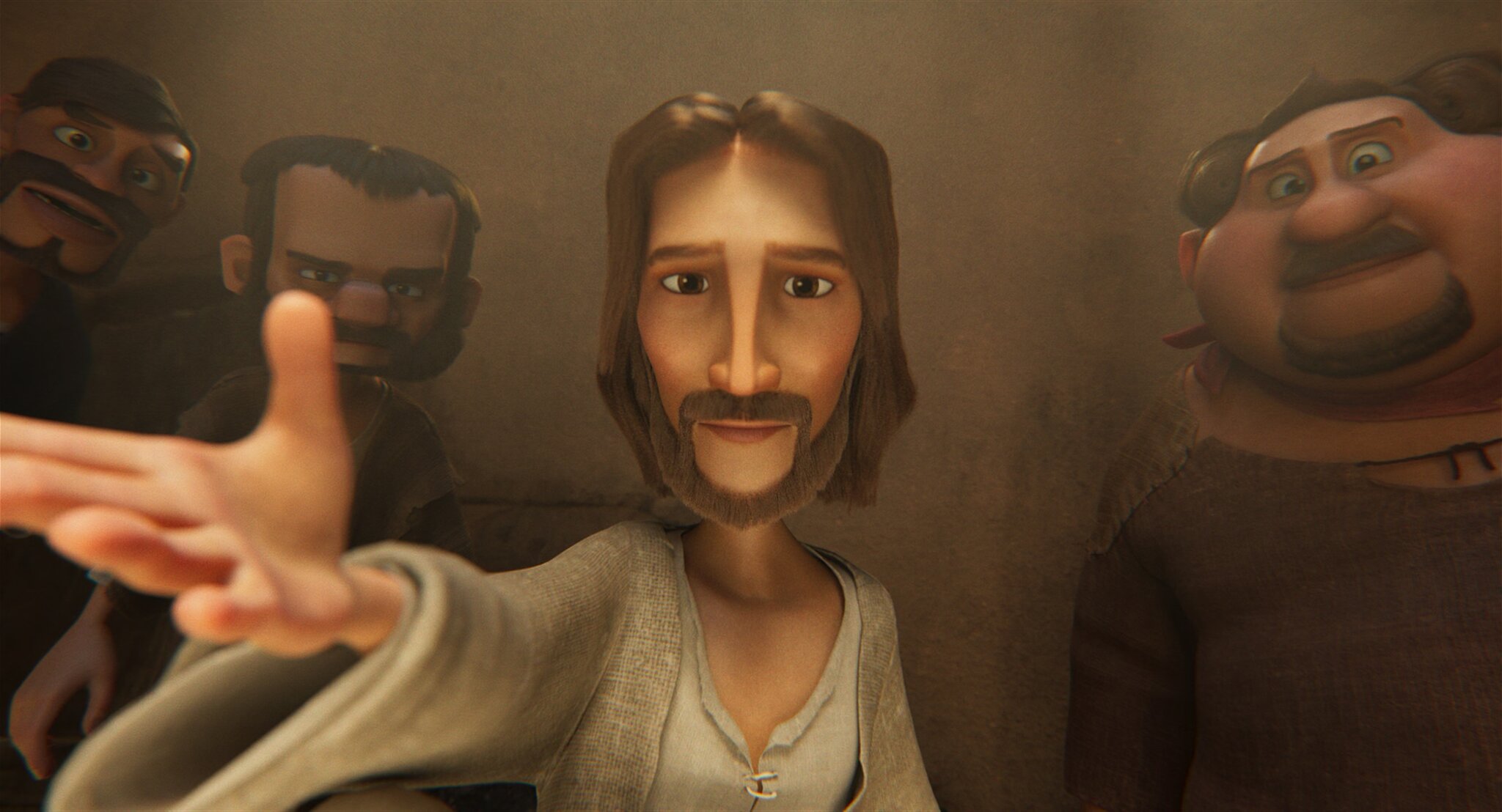 Still from the King of Kings that shows a cartoon Jesus.