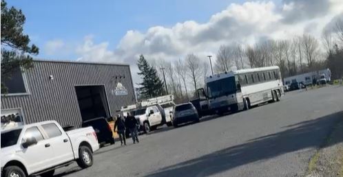 Officers with federal law enforcement agencies arrested 37 people during a raid on Mt. Baker Roofing’s warehouse in Washington on April 2025