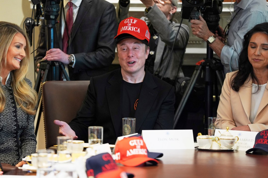 Elon Musk speaks during a cabinet meeting at the White House, Wednesday, April 30, 2025, in Washington. (AP Photo/Evan Vucci)