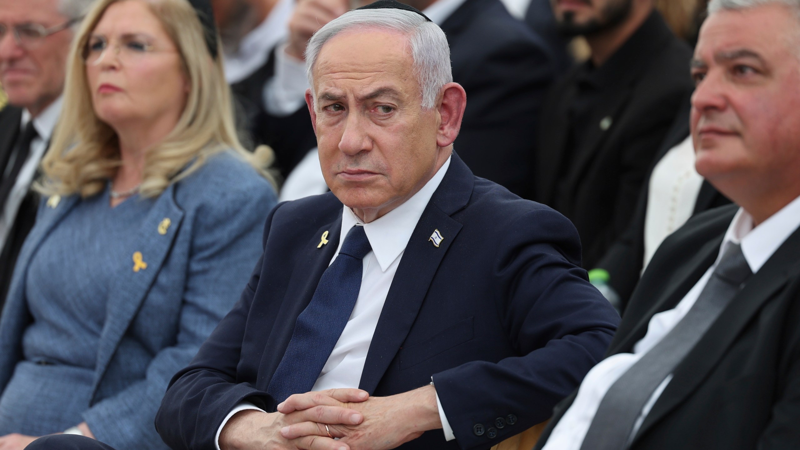 Israeli Prime Minister Benjamin Netanyahu attends the annual ceremony at the eve of Israel's Remembrance Day.