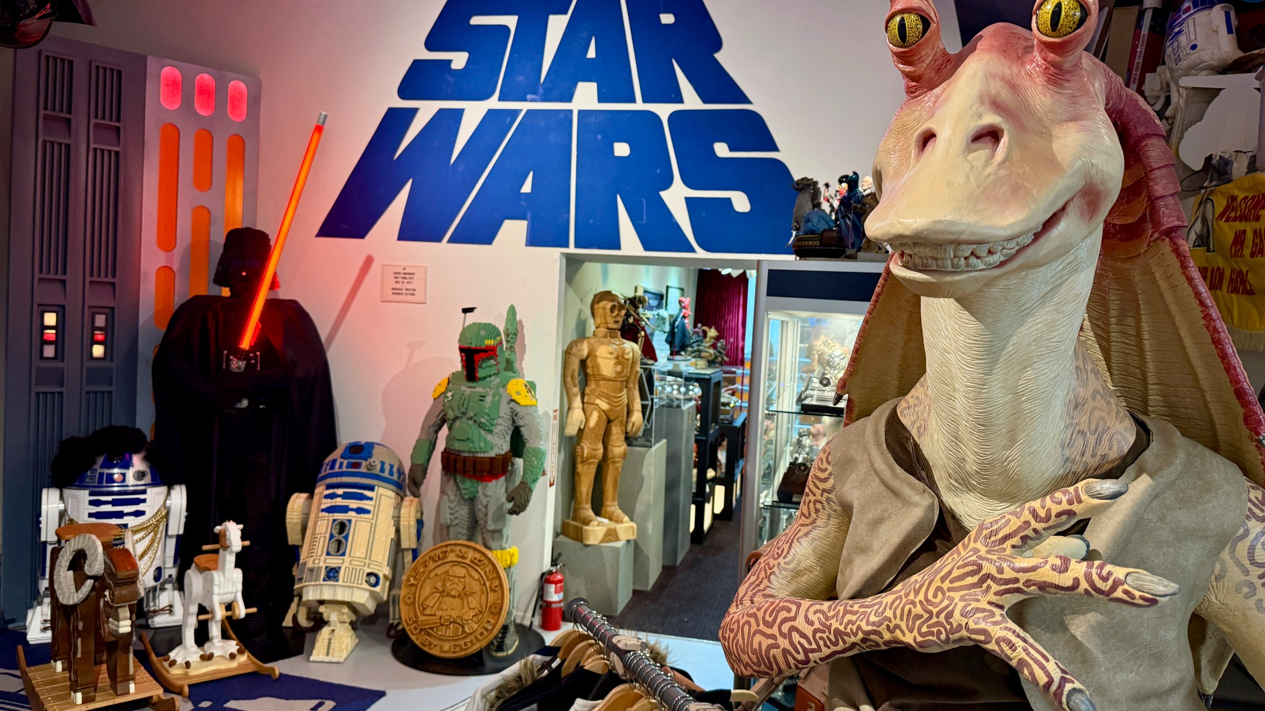 A collection of “Star Wars” memorabilia is displayed at Rancho Obi-Wan, a nonprofit museum in Petaluma, Calif., on Thursday, May 1, 2025. (AP Photo/Haven Daley)