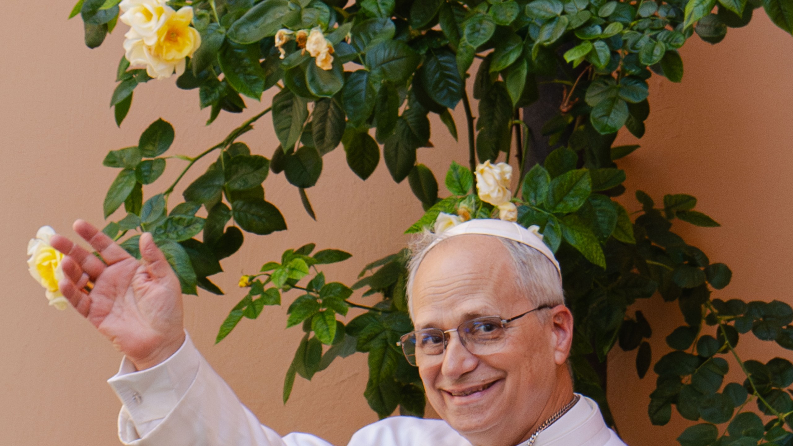 Pope Leo XIV leaves the Augustinian General House in Rome after a visit on Tuesday, May 13, 2025. (AP Photo/Domenico Stinellis)
