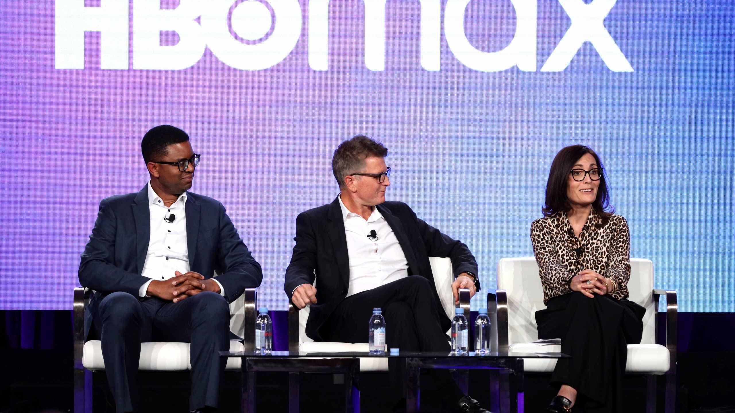 FILE - In this Jan. 15, 2020, file photo, EVP of Content Acquisitions for TNT, TBS, truTV, HBO & HBO MAX Michael Quigley, from left, Chief Content Officer, HBO MAX and President, TNT,TBS, & truTV Kevin Reilly and Head of Original Content , HBO MAX Sarah Aubrey appear at the HBO Max Executive Sessions panel during the HBO TCA 2020 Winter Press Tour at the Langham Huntington in Pasadena, Calif. (Photo by Willy Sanjuan/Invision/AP, File)
