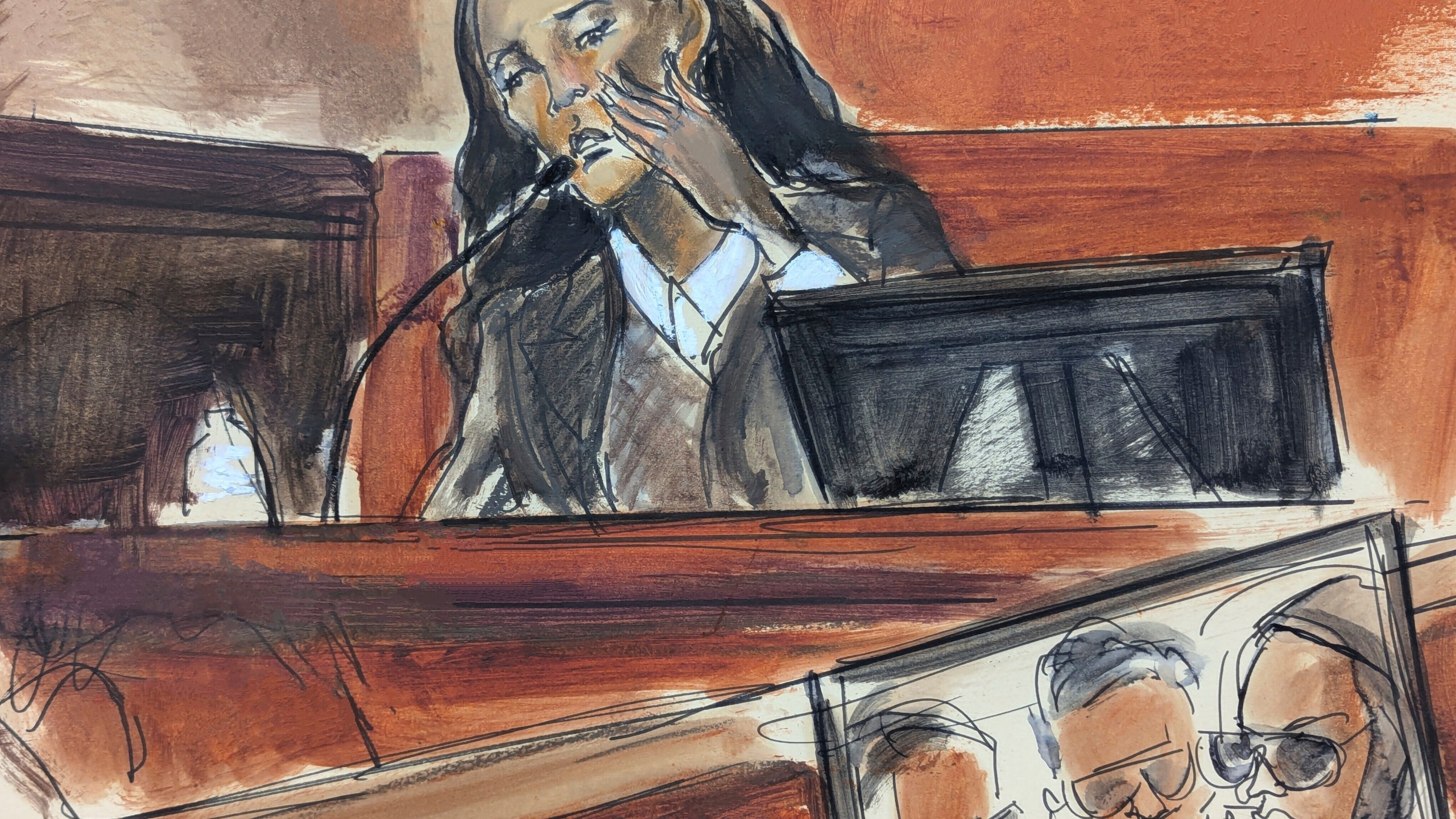 CORRECTS NAME SPELLING: Witness Dawn Richard testifies in Manhattan federal court during the sex trafficking and racketeering trial of Sean "Diddy" Combs, Monday, May 19, 2025, in New York. (Elizabeth Williams via AP)