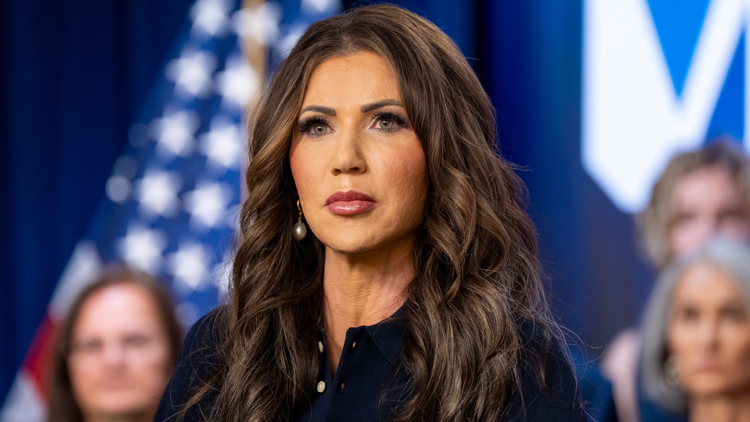 Kristi Noem speaks during a news conference