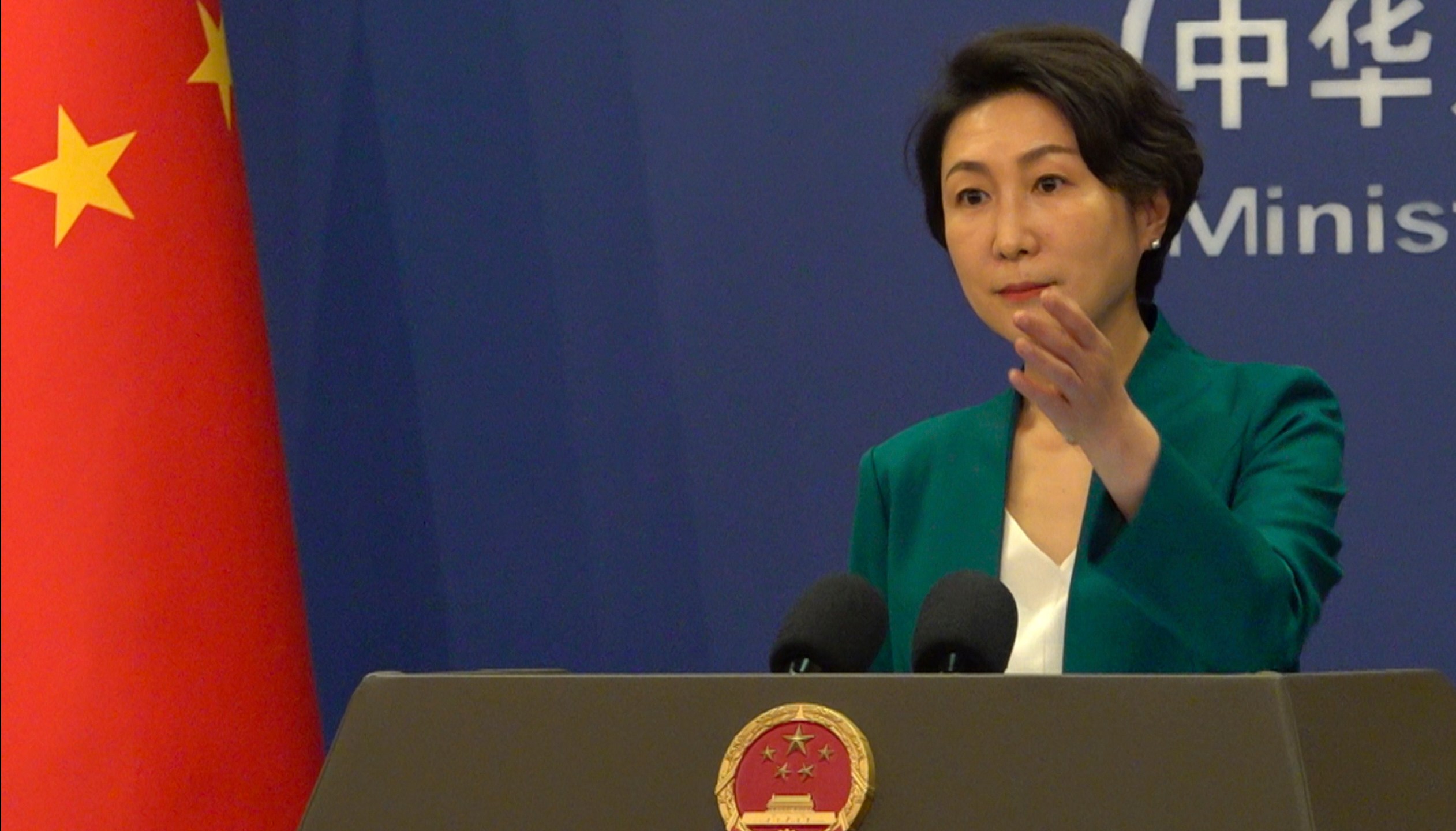 CORRECTS THE PHOTOGRAPHER'S NAME - In this image taken from video, China's Foreign Ministry spokesperson Mao Ning speaks during a regular briefing held in Beijing, Friday, May 23, 2025. (AP Photo/Liu Zheng)