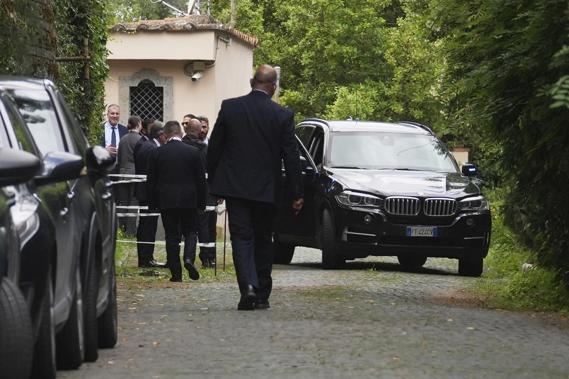 Delegates arrive at the Omani Embassy in Rome after closed-door meeting between Iranian and U.S. delegations to discuss Tehran's rapidly advancing nuclear program, Friday, May 23, 2025. (AP Photo/Andrew Medichini)