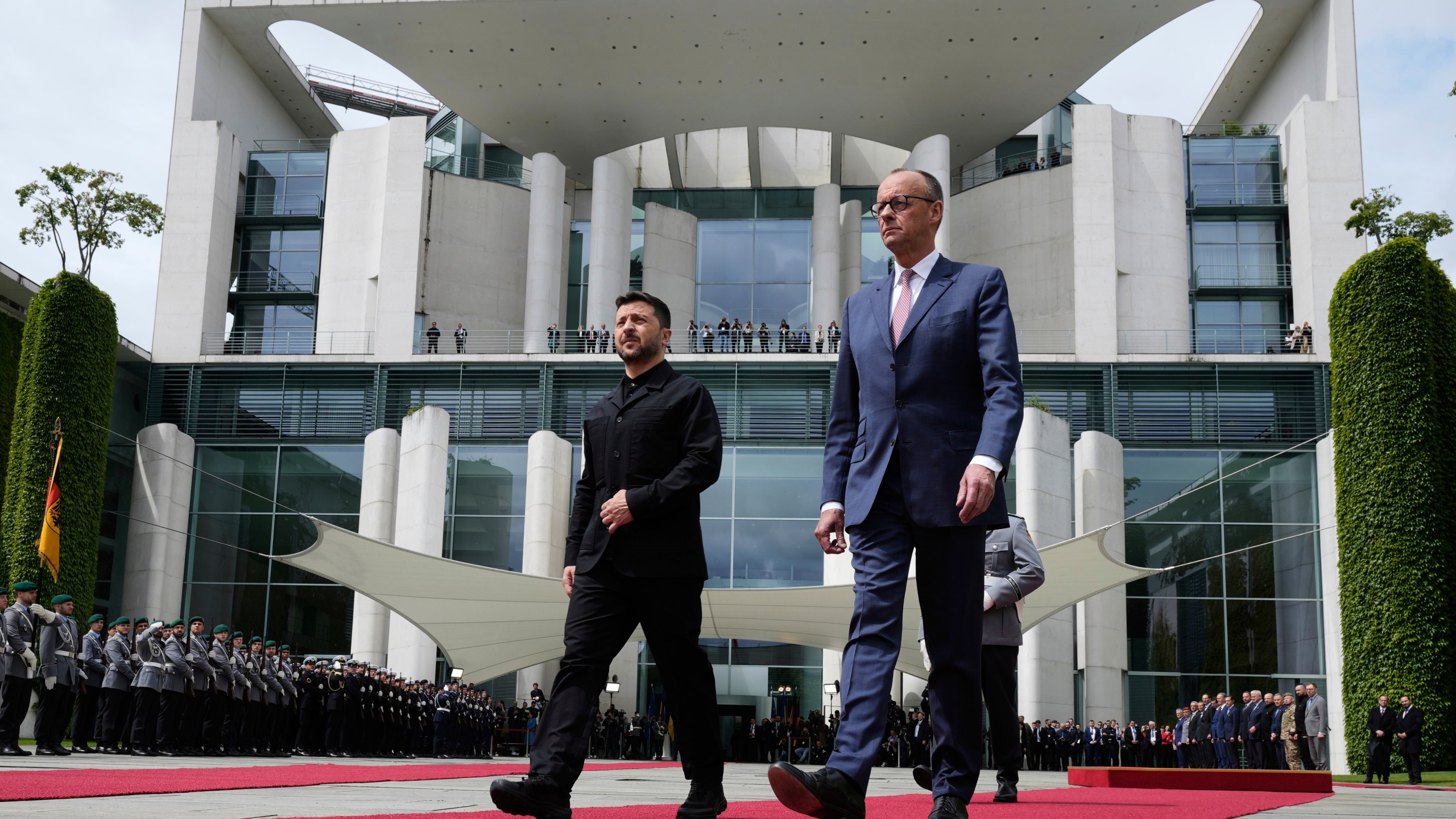 Germany's Chancellor Friedrich Merz welcomes Ukraine's President Volodymyr Zelenskyy