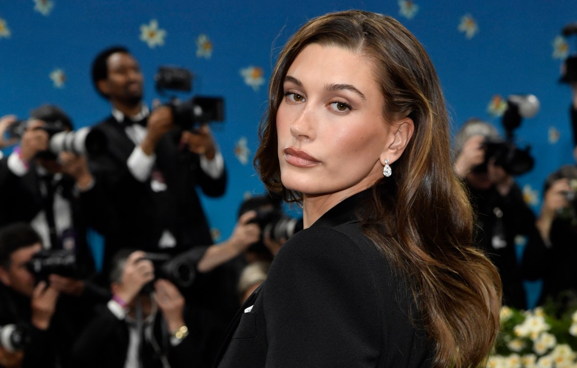 Hailey Bieber attends The Metropolitan Museum of Art's Costume Institute benefit gala celebrating the opening of the "Superfine: Tailoring Black Style" exhibition on Monday, May 5, 2025, in New York. (Photo by Evan Agostini/Invision/AP)