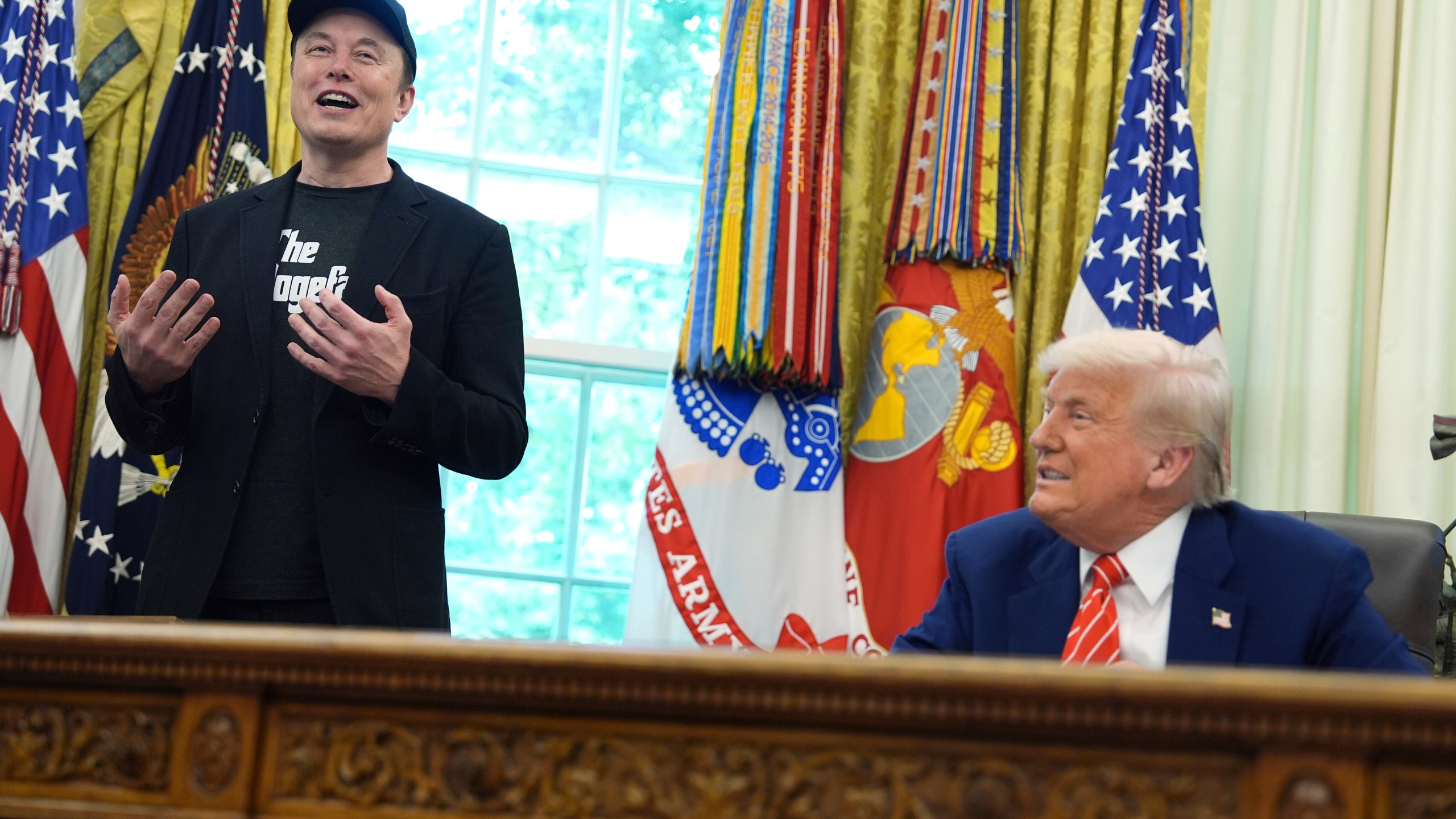 Elon Musk speaks during a news conference with President Donald Trump in the Oval Office of the White House, Friday, May 30, 2025, in Washington. (AP Photo/Evan Vucci)